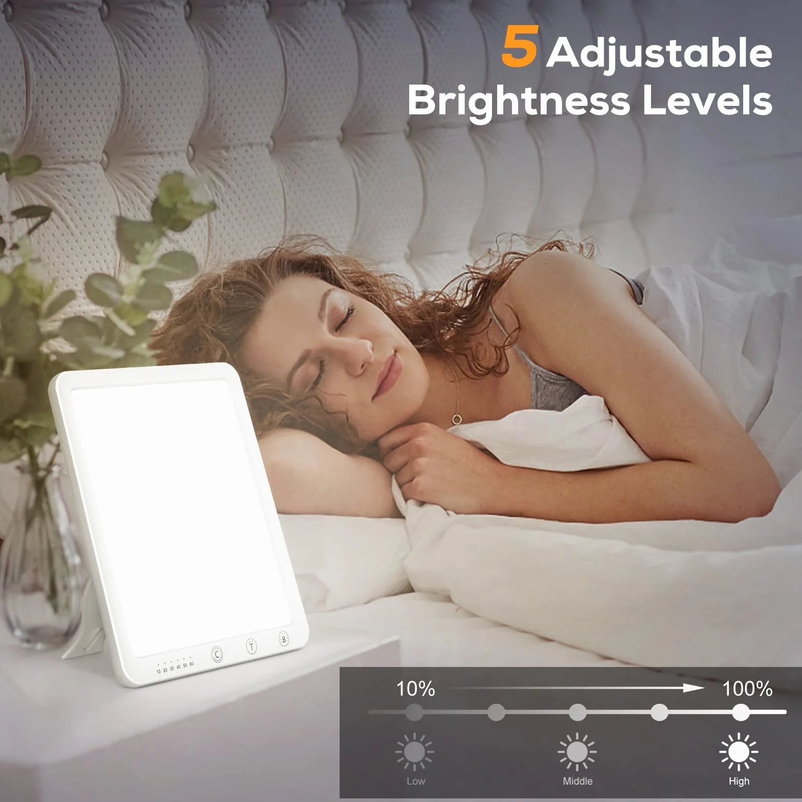 Lampada diurna 10000 lux, luce solare a LED con dimmer continuo, senza raggi UV, lampada a spettro completo