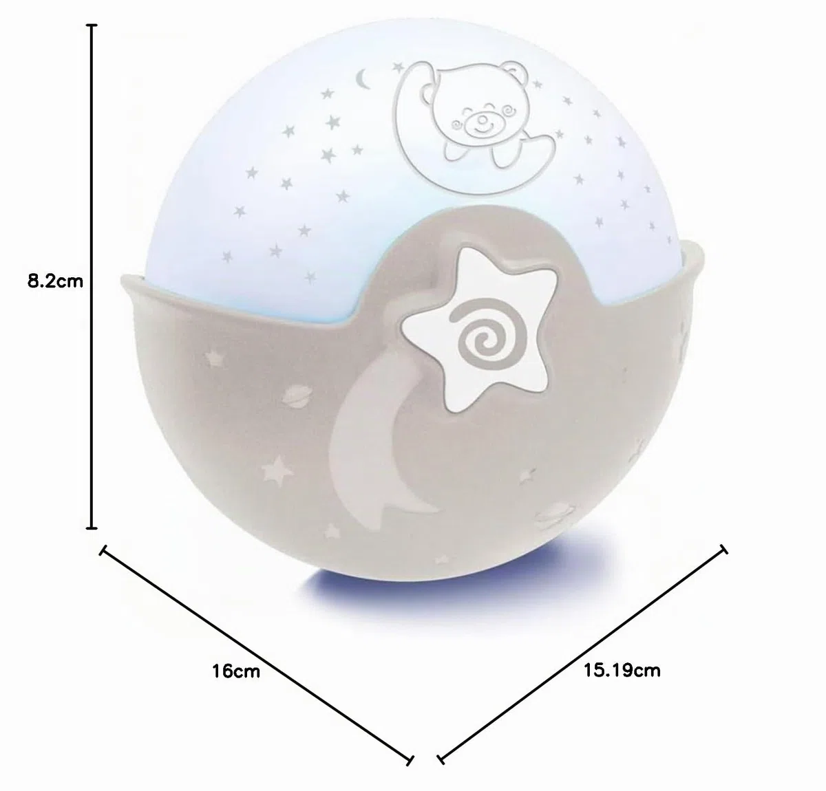 Infantino Luce Rilassante e Proiettore - Clip per Culla con Design Grow-with-Me, Proiettore Notte Stellata da Tavolo con Melodie Integrate e Sensori Sonori, Grigio