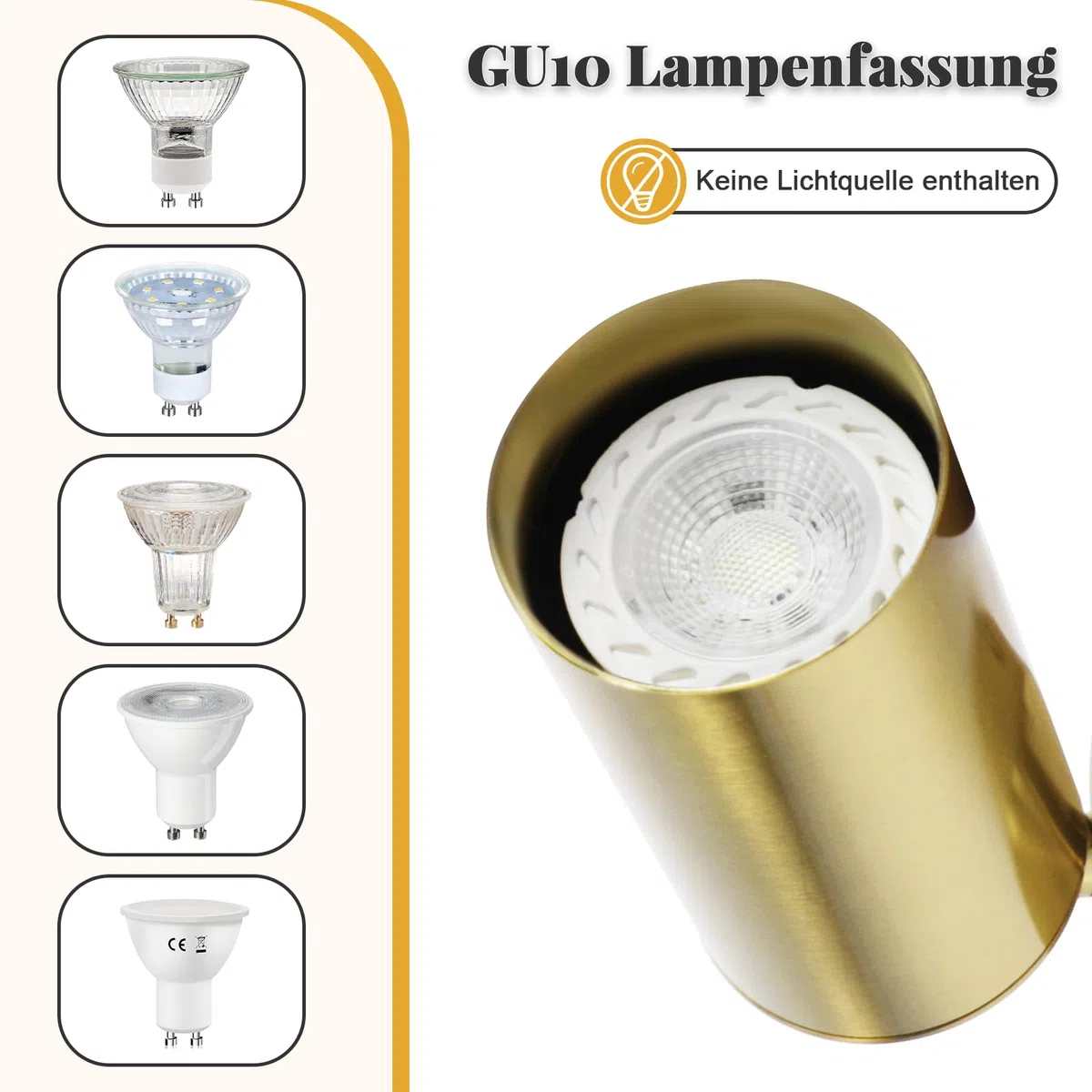 ZMH Faretto a soffitto a LED Faretto a soffitto da lettura luce da parete dorata Faretto a parete in metallo 360 ° attacco GU10 lampada da letto lampada flessibile (lampadine NON incluse)
