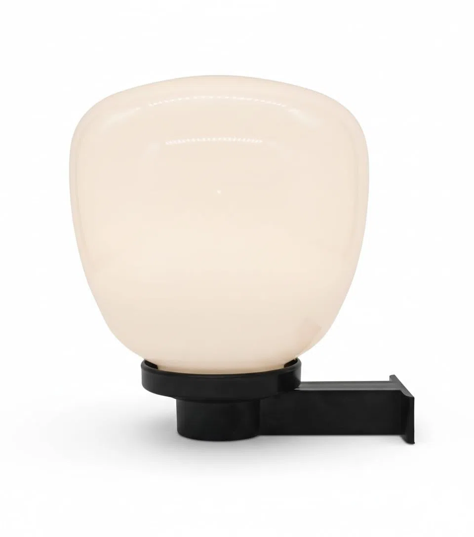 Generico Testapalo Classico a Jara e Applique da Muro, E27 Trasparente e Opale, Policarbonato e Metacrilato Antingiallimento, Made in Italy, IP44 per Pali 60mm e Facciate Esterne(Trasparente, D.300)