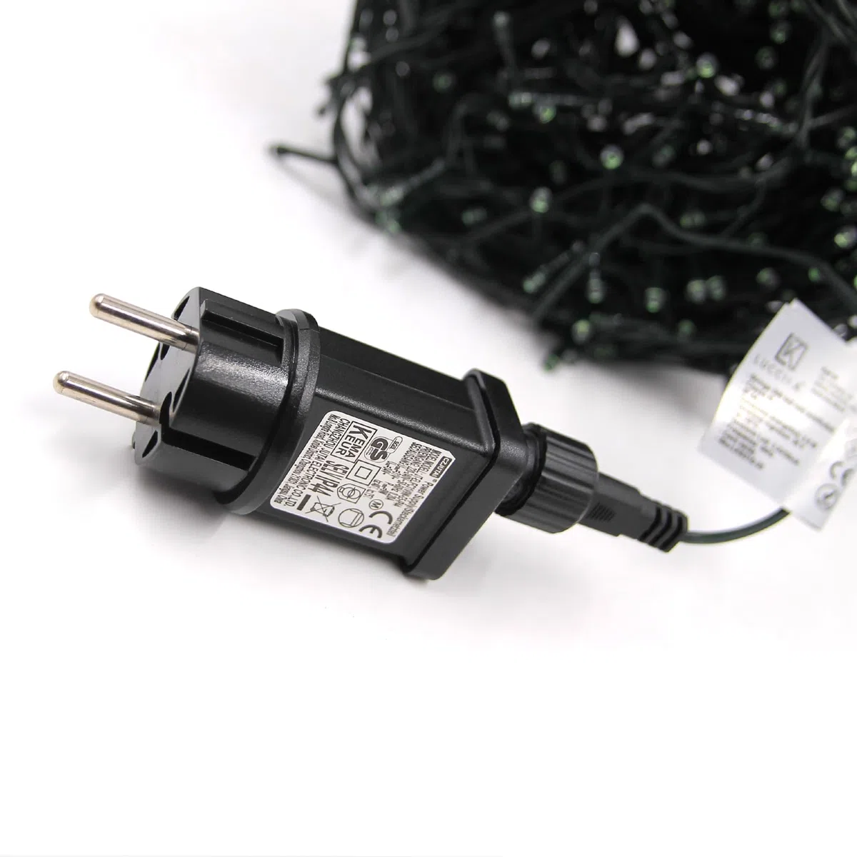 Luci LED Natalizie da Esterno/Interno, 5mm, Cavo Verde, 8 Modalità, Controller 31V con Memoria, IP44 (Bianco Ghiaccio, 15M 300LED)