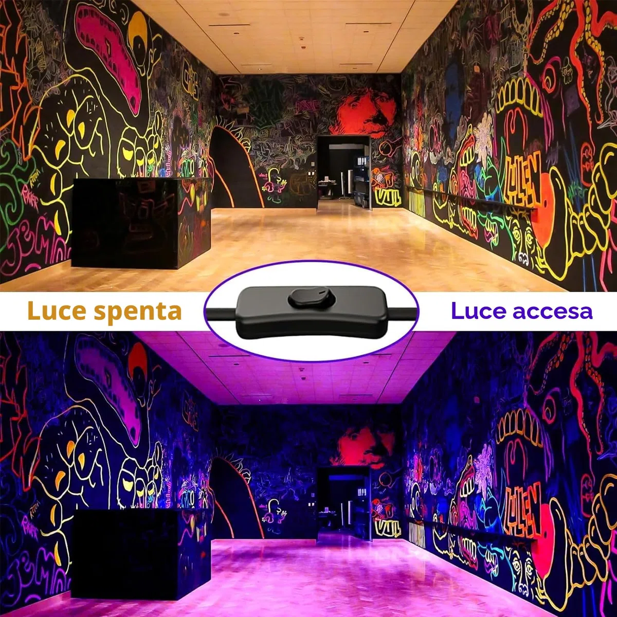 CREATESTAR LED Luce Nera 100W, Faro UV LED IP65 Impermeabile Faretto UV con 1,5m Spina, Lampada per Festa Glow, Acquario, Bar, Poster Fluorescente, Halloween, Discoteca (100W(1PCS))