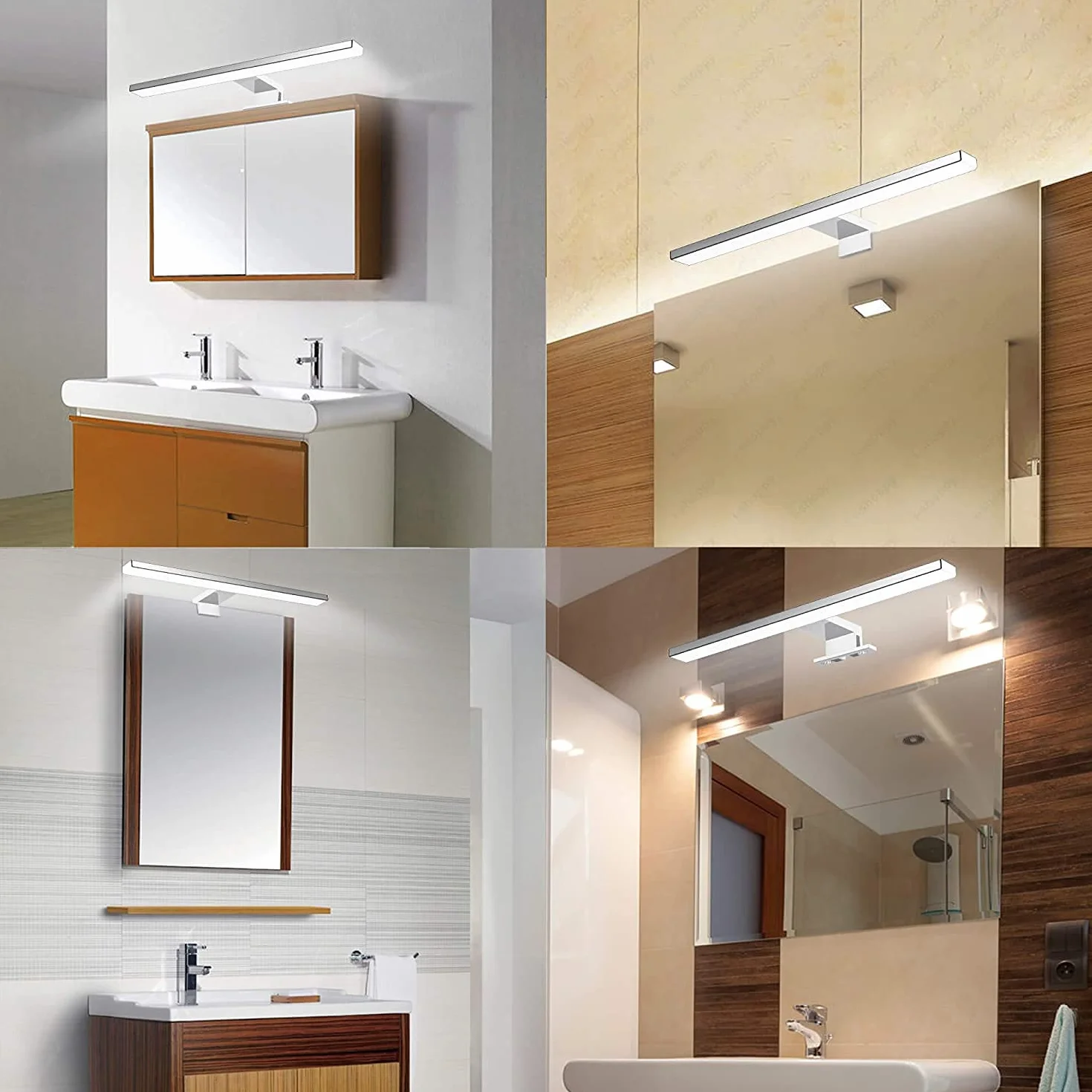 Lampada da Specchio a LED per Bagno,10W,820LM,40cm,Bianco Neutro,4000K,Montaggio 3 in 1,IP44,230V,400mm,Senza Tremolio,Lampada da Specchio per Armadio da Bagno