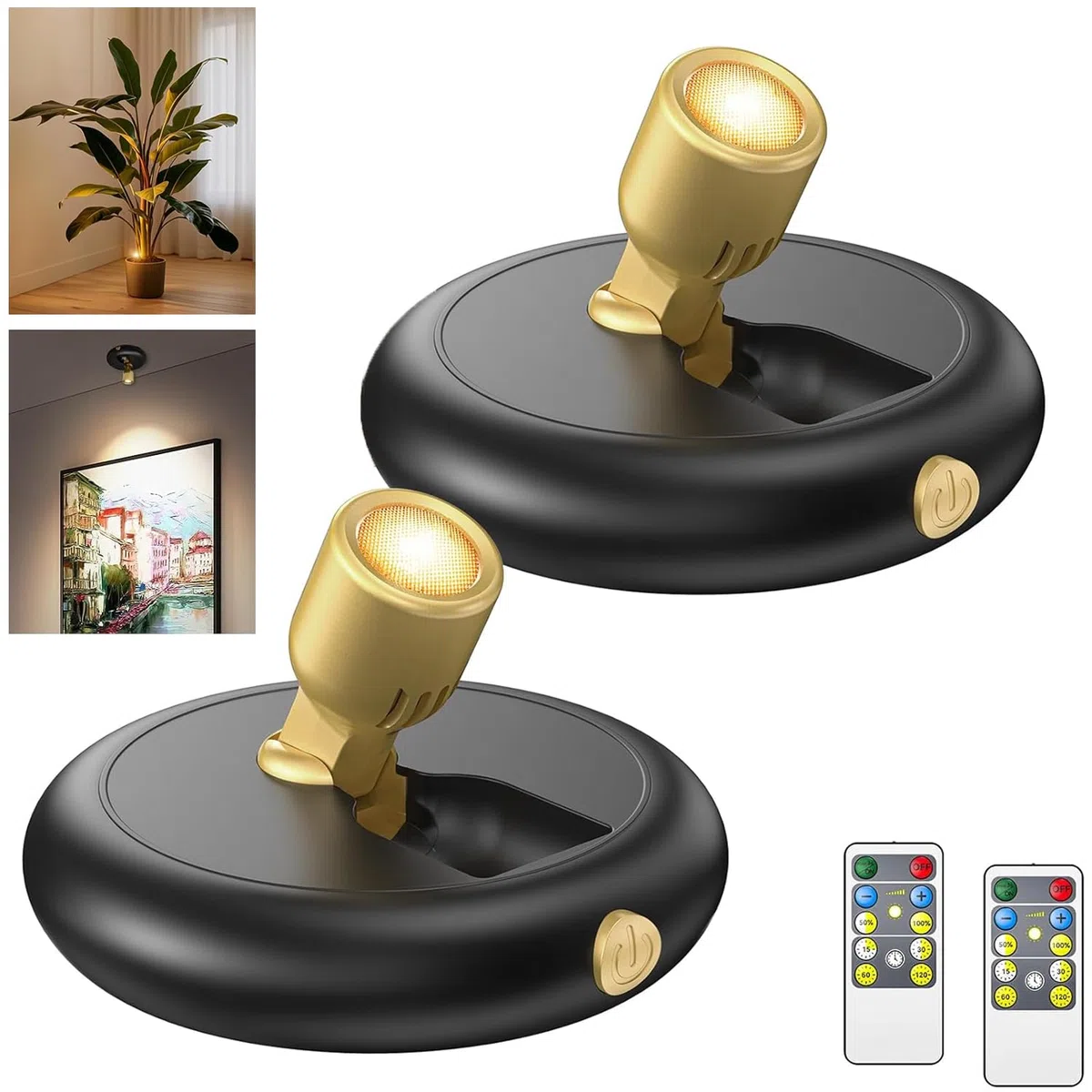 Foco per piante da interno, funziona a batteria, luci da parete decorative, punto di accento artistico, luci da parete wireless con timer remoto e regolabile, luce ascendente