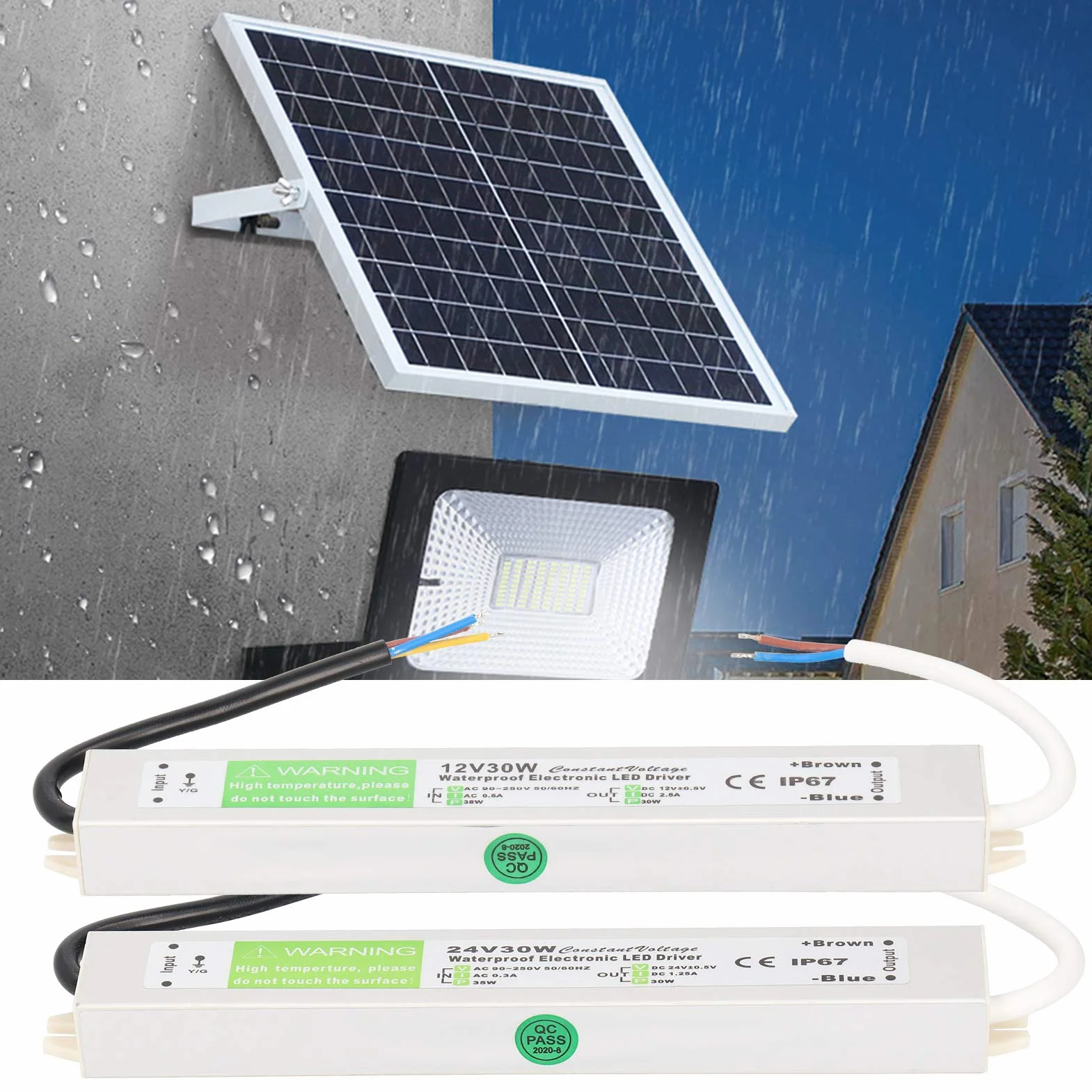 Trasformatore driver LED 30W, alimentatore switching impermeabile 12V/24V CC IP67, più sottile e durevole, eccellente isolamento, elevata rigidità dielettrica(DC12V)