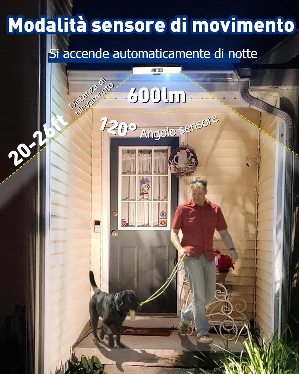 (2 Pezzi) ICEKO Faretto LED da Esterno Solare con Sensore di Movimento,1200 mAh/3 Modalità/IP55 Impermeabile, Lampade Solari con Clip,Luci Solare LED Esterna con Pannello Giardino,Recinzione,Parete