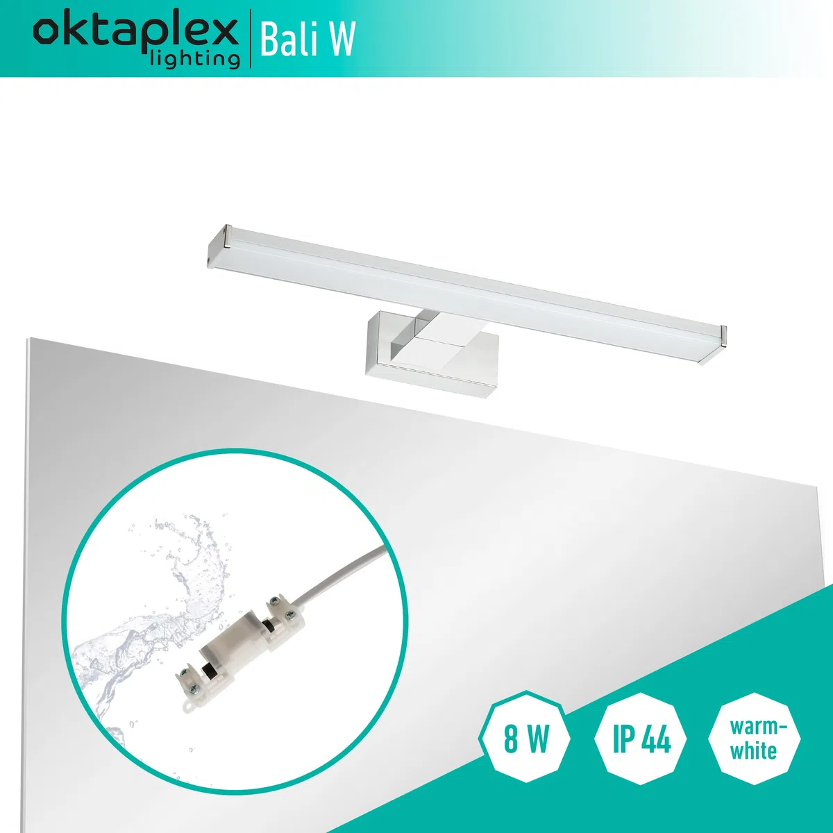 Oktaplex lighting LED specchio bagno BALI W 40cm 8W | bagno parete apparecchio specchio lampada parete 640lm 3000K bianco caldo