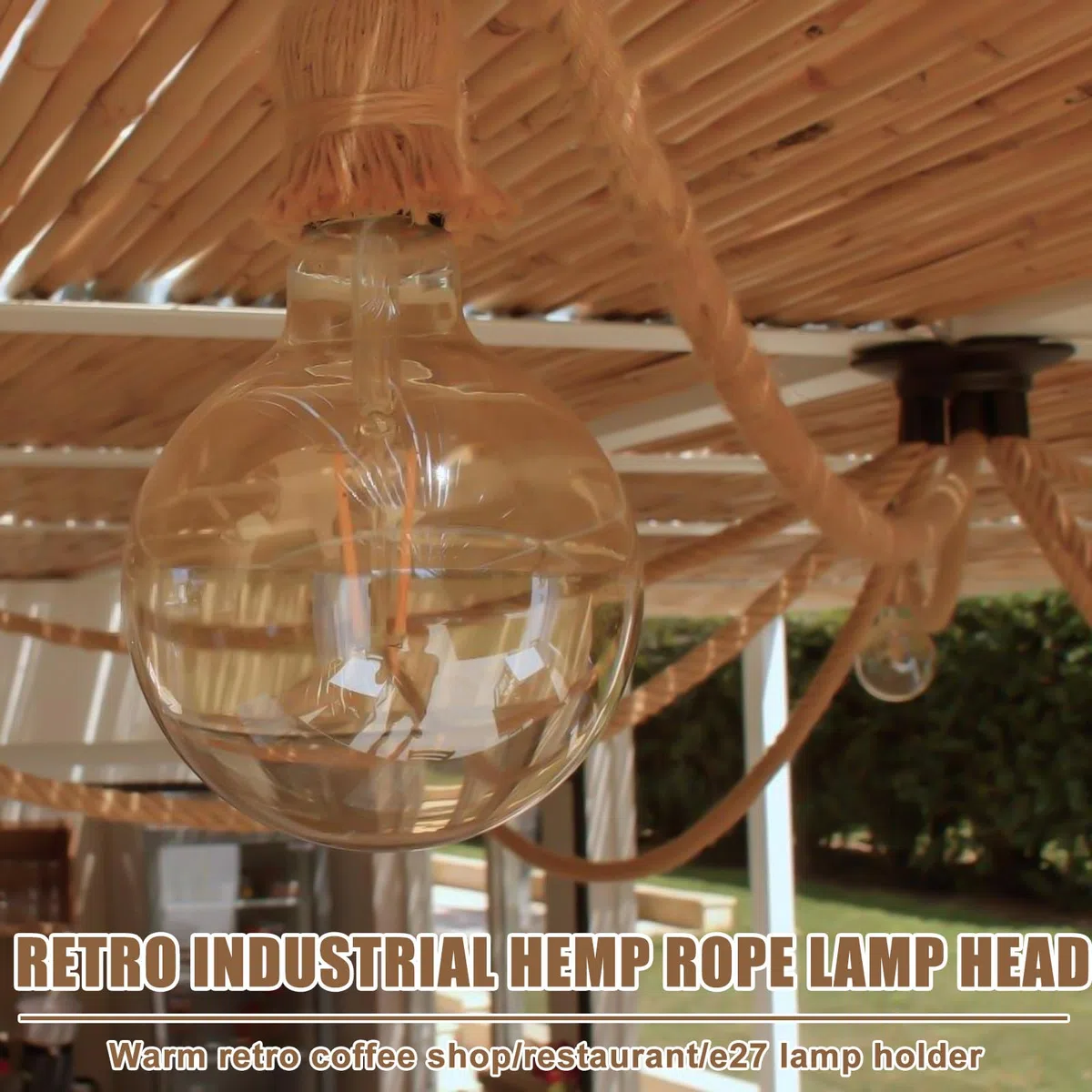 4 pezzi Portalampada E27 con cavo, Lampada a sospensione in stile retrò con corda di canapa e cavo da 100 cm, Kit di lampada a sospensione in corda di canapa per cucina, caffè, bar, magazzino
