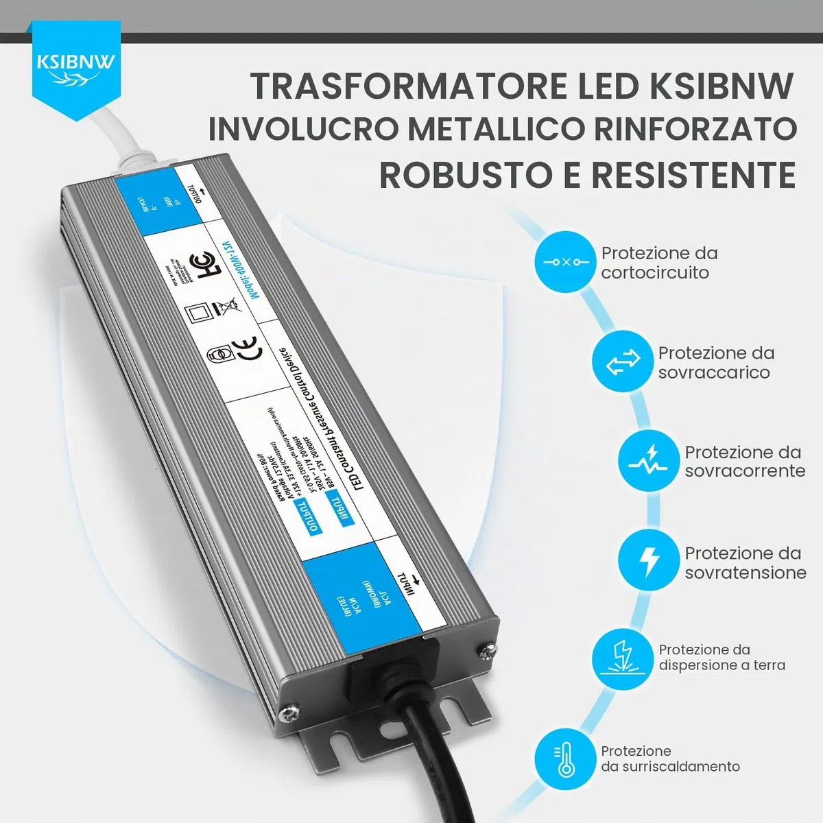 KSIBNW Trasformatore LED 12V 150W Alimentatore Impermeabile IP67 LED Driver con Spina AC 220V a DC 12V 12,5A 150W Adattatore Esterno Trasformatori Interruttore Tensione Bassa Costante Alimentatoredi