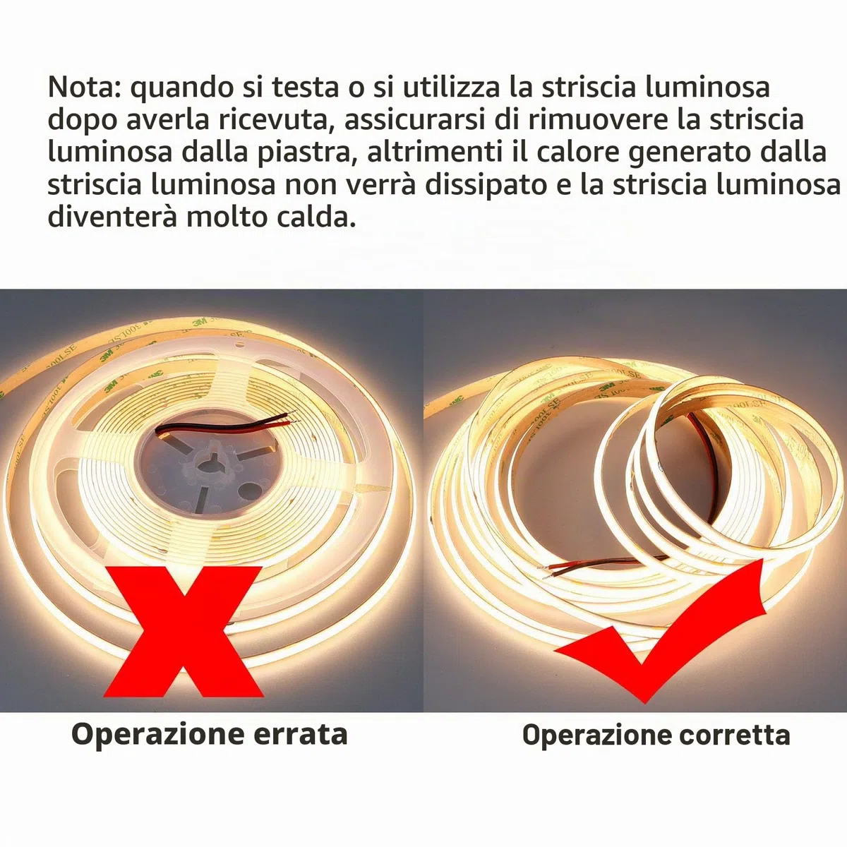 GOMING 24V Super Luminoso COB Striscia LED Bianco Caldo 3000K 5M 2050LM/M 14.5W/M Alta Densità 480LED/M CRI 93+ IP20 Non Impermeabile Luci LED per Decorazione Casa(Senza Alimentazione)