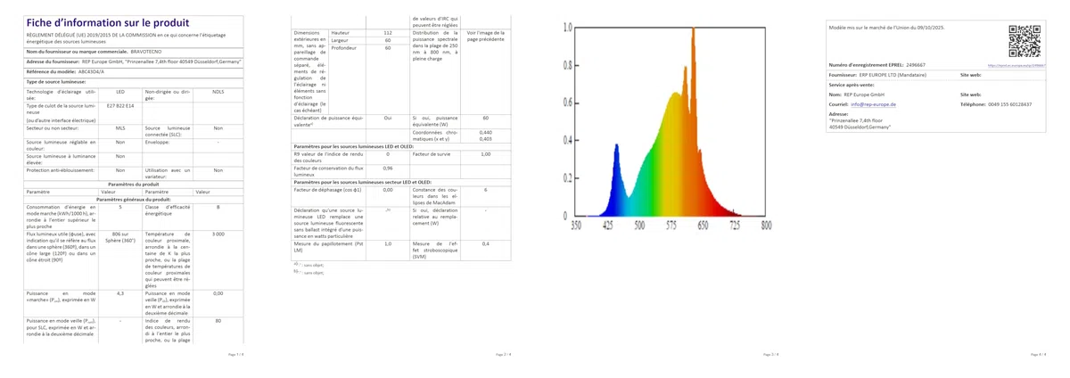 Lampadine LED E27, Classe Energetica B, E27 LED Luce Calda 3000K, 4,3W 806LM A60, Equivalente a 60W, Angolo di Illuminazione 360°, Non Dimmerabile, Basso Calore & Lunga Durata, 6 Pezzi