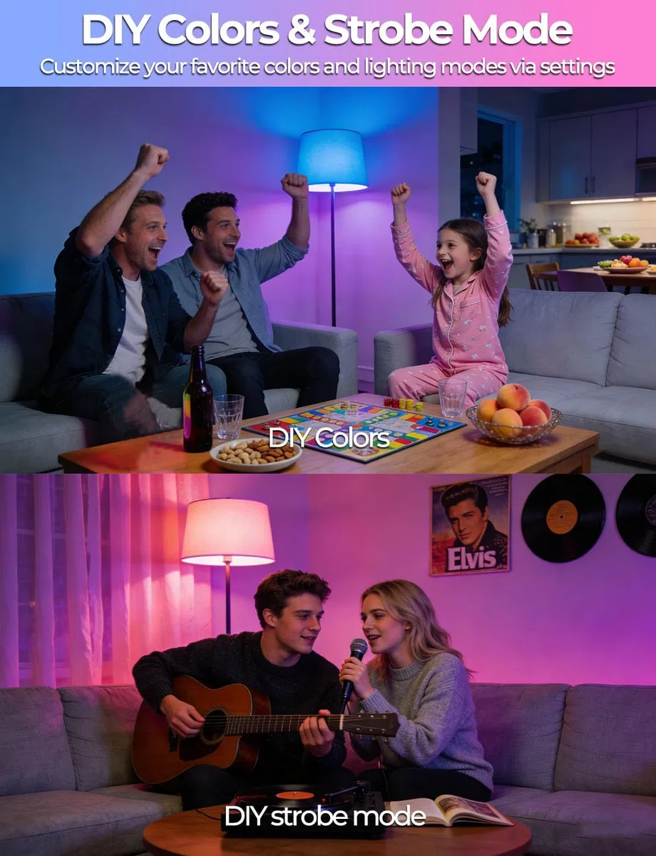 iLC Lampadina LED cambia colore, 120 colori, equivalente a 70 Watt, strobo fai da te, bianco caldo 2700K RGB con telecomando, LED 10W A60 E27 vite (confezione da 2)