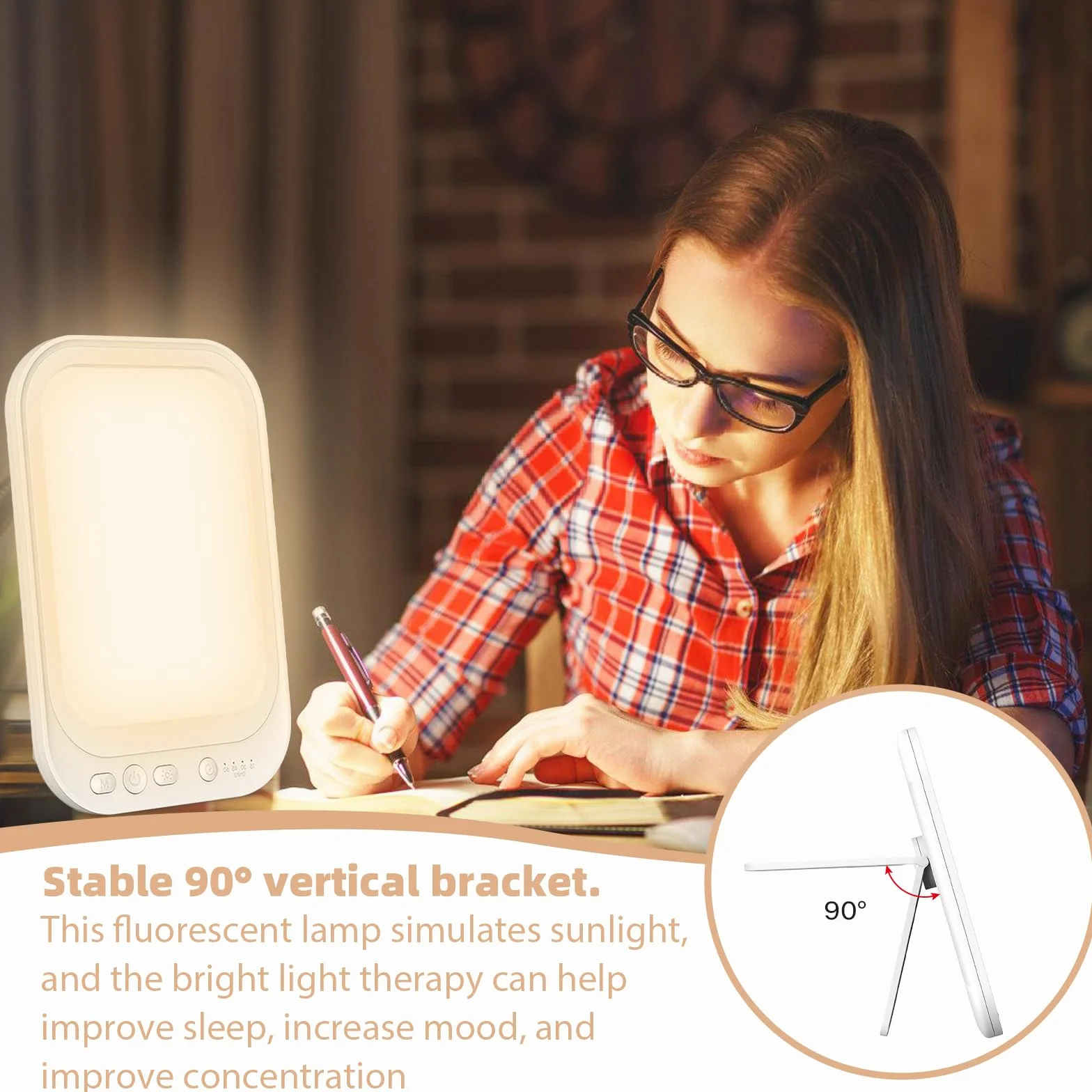 GOMETY Lampada da terapia con luce da 10.000 lux con 4 timer, 3 temperature di colore, lampada LED che imita la luce diurna, supporto pieghevole.