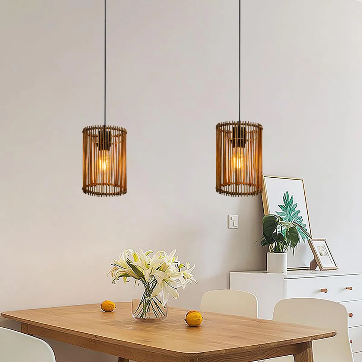 Paralume moderno stile bohémien, cilindrico per lampada da terra rimovibile, lampada a sospensione e lampada da parete, paralume da tavolo (marrone scuro, 2 pezzi: diametro 14 cm, altezza 20 cm)