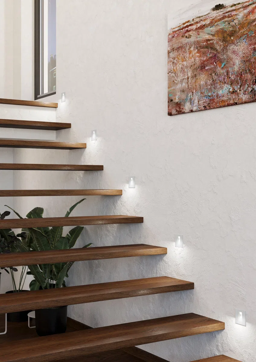 Eglo Led luce da incasso Mecinos, faretto da incasso, illuminazione per scale in metallo bianco, Led lampada da incasso a parete, L x L 8 cm