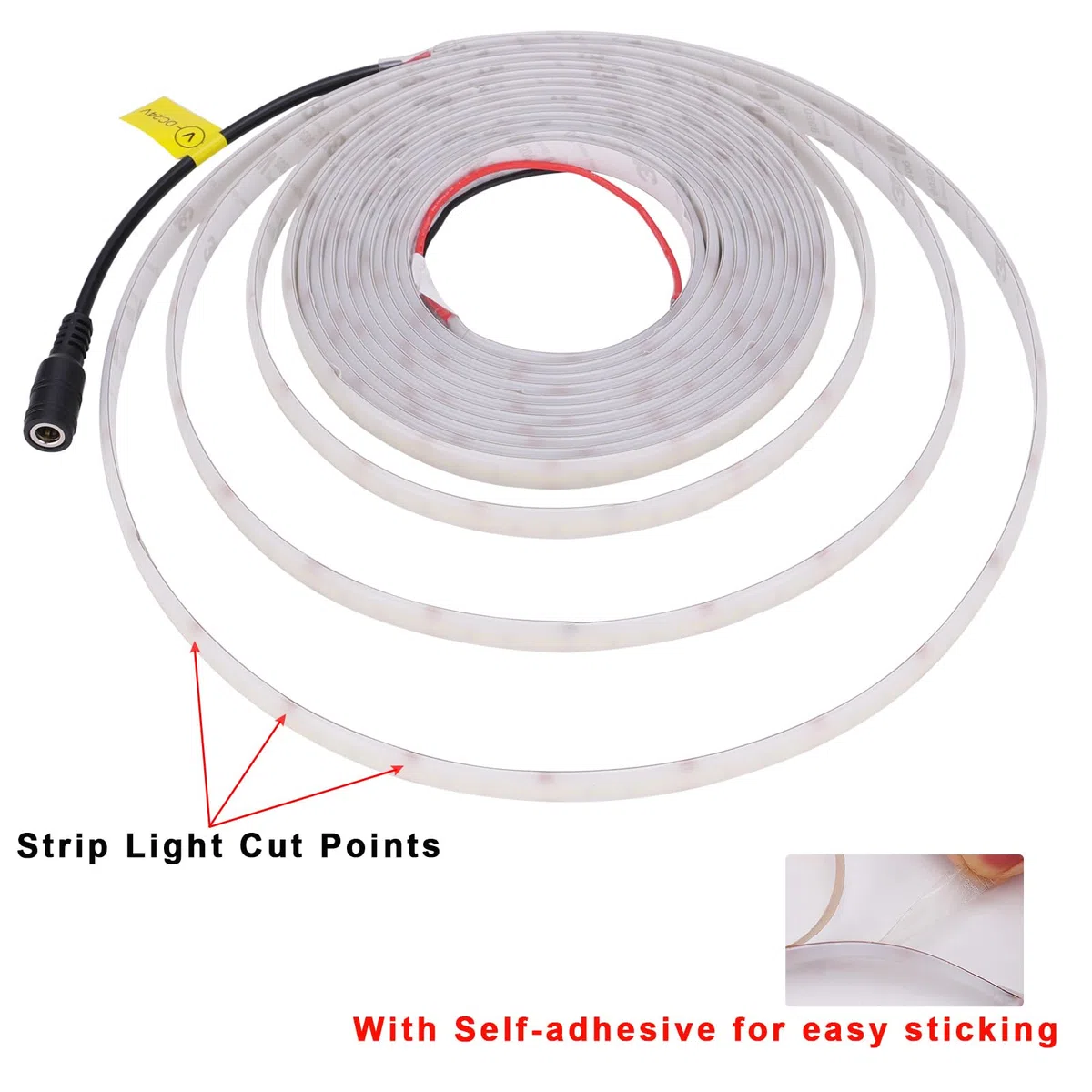 TOPAI Striscia LED Neon 24V 5M Bianco Freddo 6000K 20W/m Impermeabile IP65 | 2100Lm/m Alta luminosità, Senza punti, 238LEDs/m Autoadesiva, Flessibile Tagliabile, Meglio della striscia LED COB