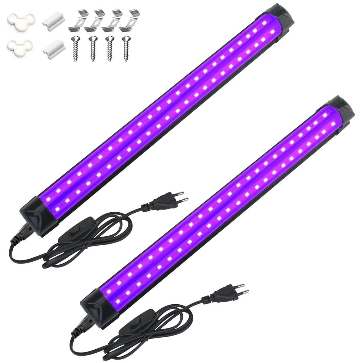 2 Pezzi LED Lampada UV 10W Luce Nera UV Portatile Tubo luminosa Ultravioletti 395 nm Blacklight per Halloween Natale Disco DJ Body Art Stanza Fluorescente Neon Party Club Pigmenti reattivi