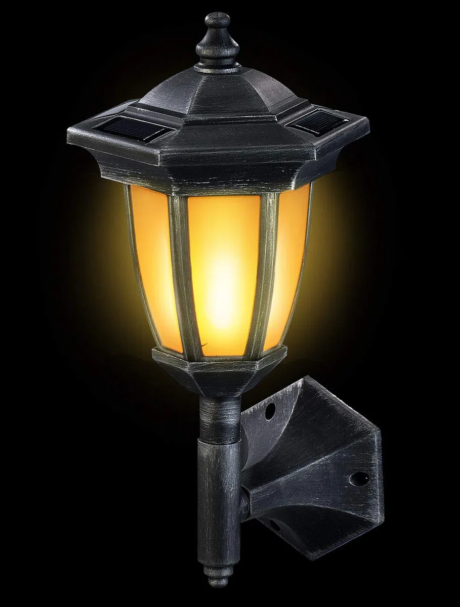 Lunartec Illuminazione Esterna: Lanterna da Terra e da Parete Solare a LED, Effetto Fiamma, IP44 (Lampada Solare LED Giardino, Illuminazione Decorativa Giardino, Fiamma)
