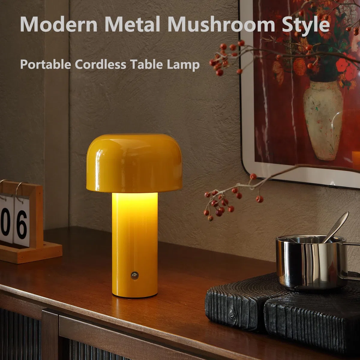 Glivpny Lampada da scrivania per oscuramento tattile portatile, ricaricabile tramite USB, luce notturna a LED, moderna lampada da tavolo a fungo per soggiorno, bar, camera da letto, comodino, studio