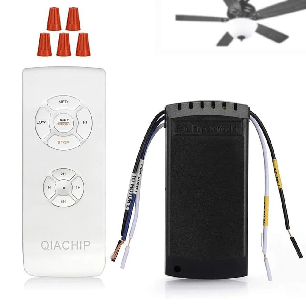 QIACHIP Wireless Ventilatore Lampada Telecomando Kit Universale Soffitto Luce Controllo 220V Interruttore Con 3 Velocità e 4 Timer,Ventilatori Ricevitore e Trasmettitore Per Casa, Ufficio, Hotel