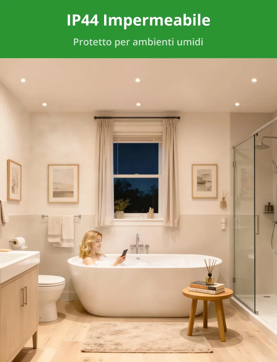 HOMEOW Faretti LED da Incasso per Cartongesso Dimmerabili 5W, Faretti da Incasso Foro 68mm, Calda Naturale Fredda Regolabili Faretto LED Incasso, IP44 per Bagno, Set da 6