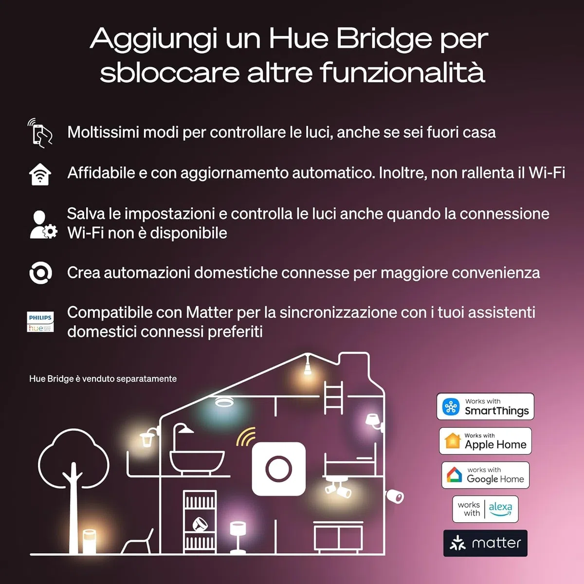 Philips Hue LED A67 (Confezione da 1), Lampadine smart con luce bianca calda E27, Luci smart da 13,5 W, 1.600 lumen, Lampadine intelligenti compatibili con Alexa, Google Assistant e Apple Home