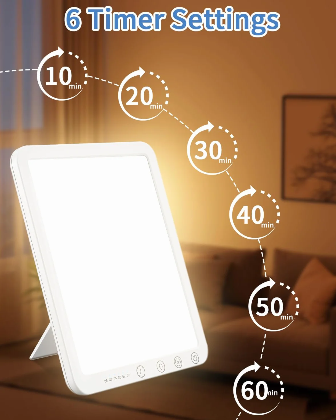 Lampada a luce diurna 10000 LUX, lampada per terapia della luce con 3 temperature di colore, 10 livelli di luminosità e 6 timer, lampada LED a diurna senza raggi UV con