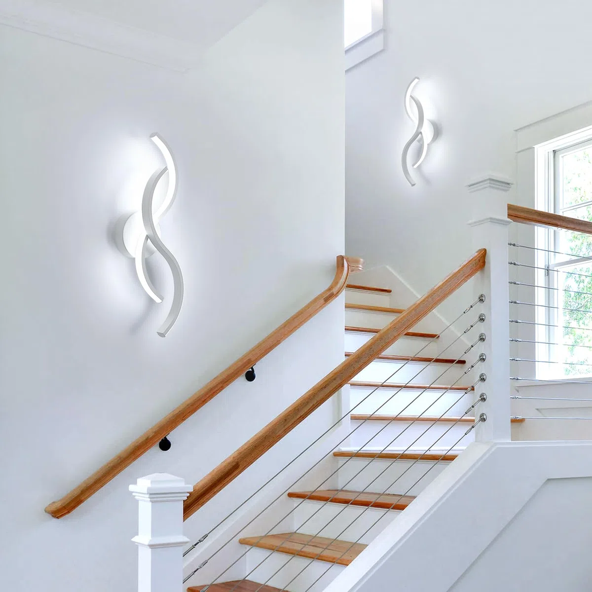 Toolight Applique LED Parete Interno, 15W Lampada da Parete Design Moderna, Lampada da Muro Interno per Soggiorno Camera da Letto Bagno Scale Corridoio, Luce Fredda 6500K, Bianco, 41CM
