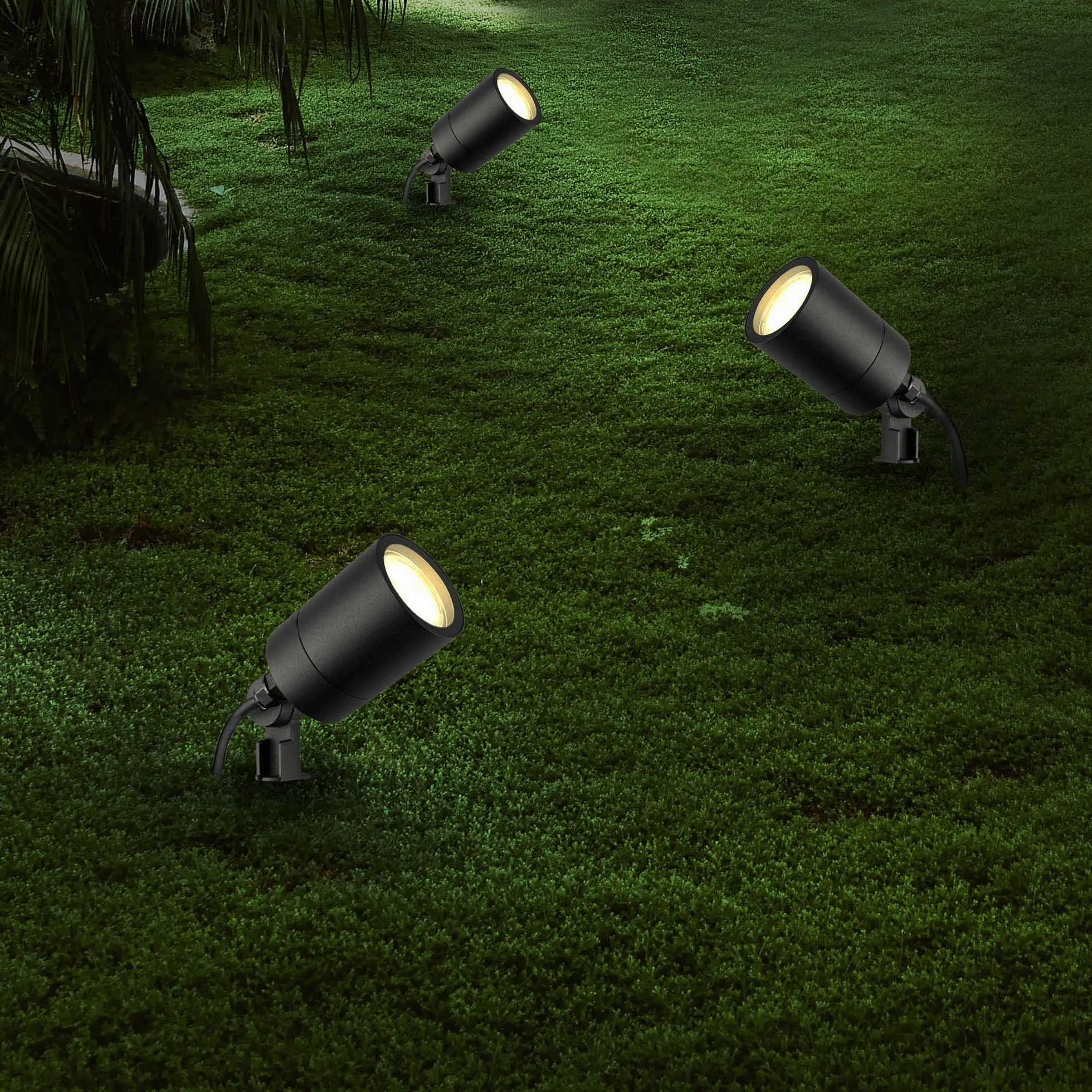 Ledvion - Faretti Esterno Lampade, IP65, 220-240V, Con Picchetto, Illuminazione Elettrica da Giardino, Senza GU10 Lampadina, Orientabile, Impermeabile