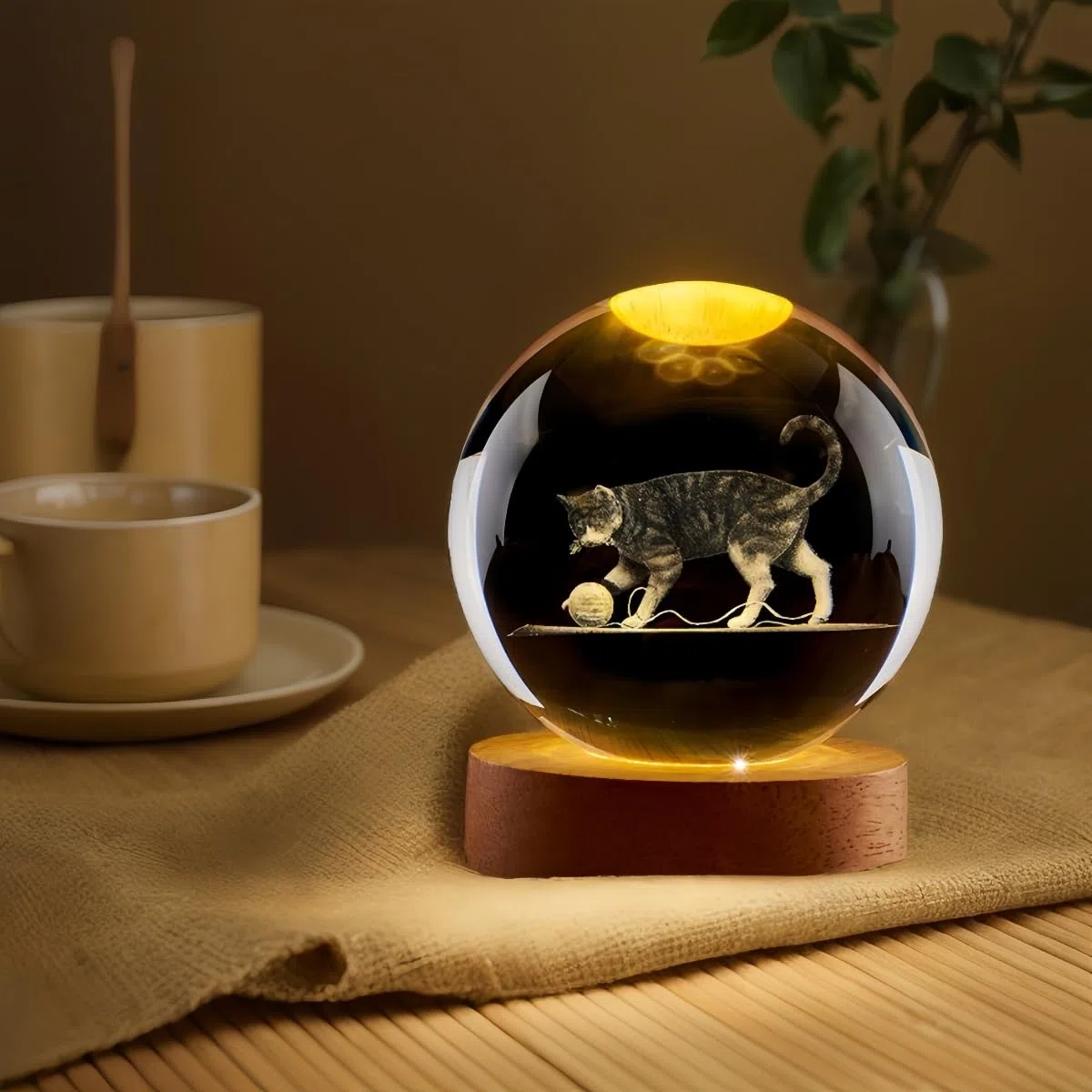 Sfera Di Cristallo 2D Con Foto, Sfera Di Cristallo Personalizzata Con Base Illuminata, Ricordo Per Animali Domestici/regalo Di Natale, Sfera Di Vetro Con Incisione Dal La Tua Immagine(8cm/3.15in)