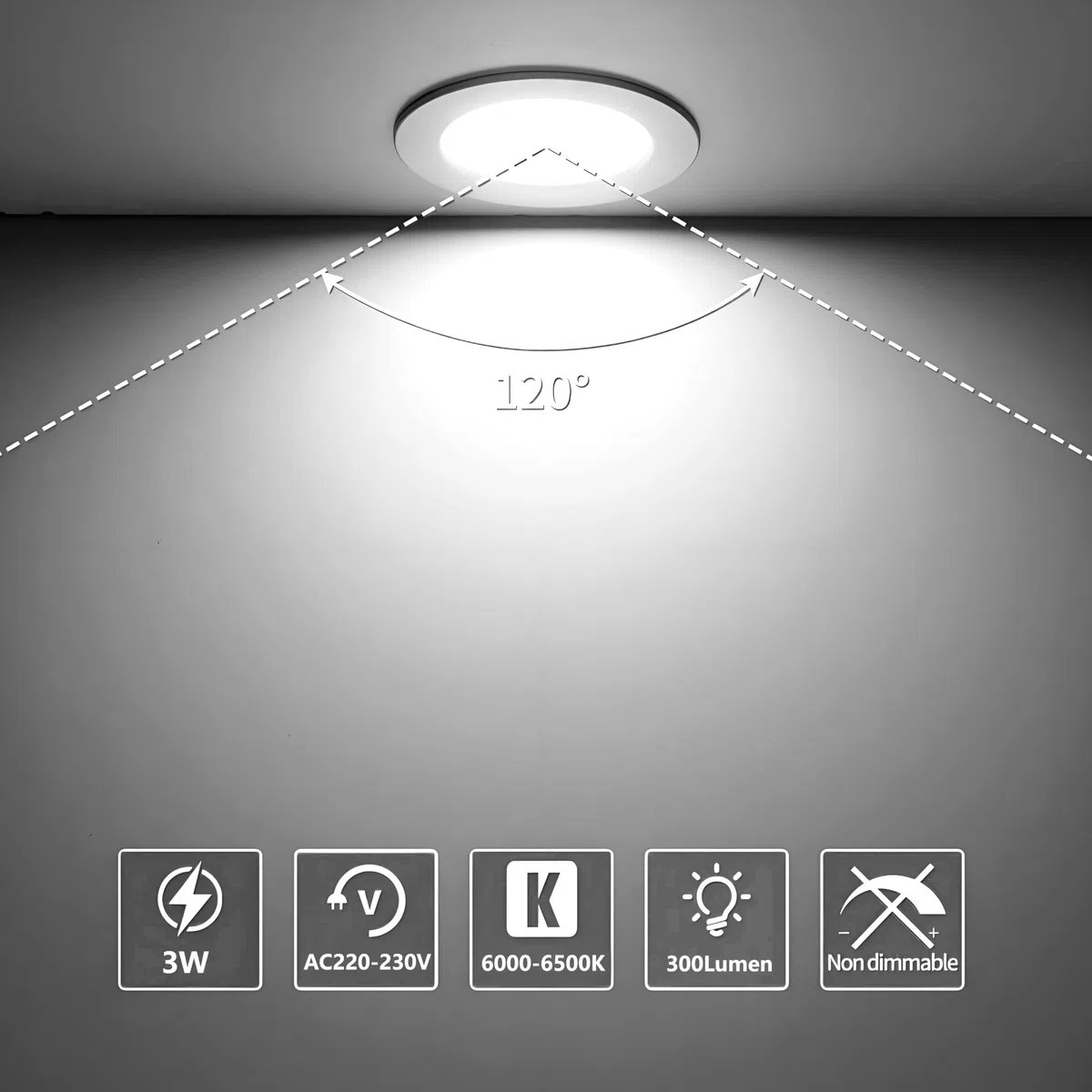 Faretti Led da Incasso per Cartongesso,4 Pezzi, 3W Faretti Led Soffitto, IP44 AC 220-230V Faretto LED Interno Alluminio Ultrasottili 15mm Per Luci Cucina Bagno Camper (Argento Bianco Freddo 6000k)