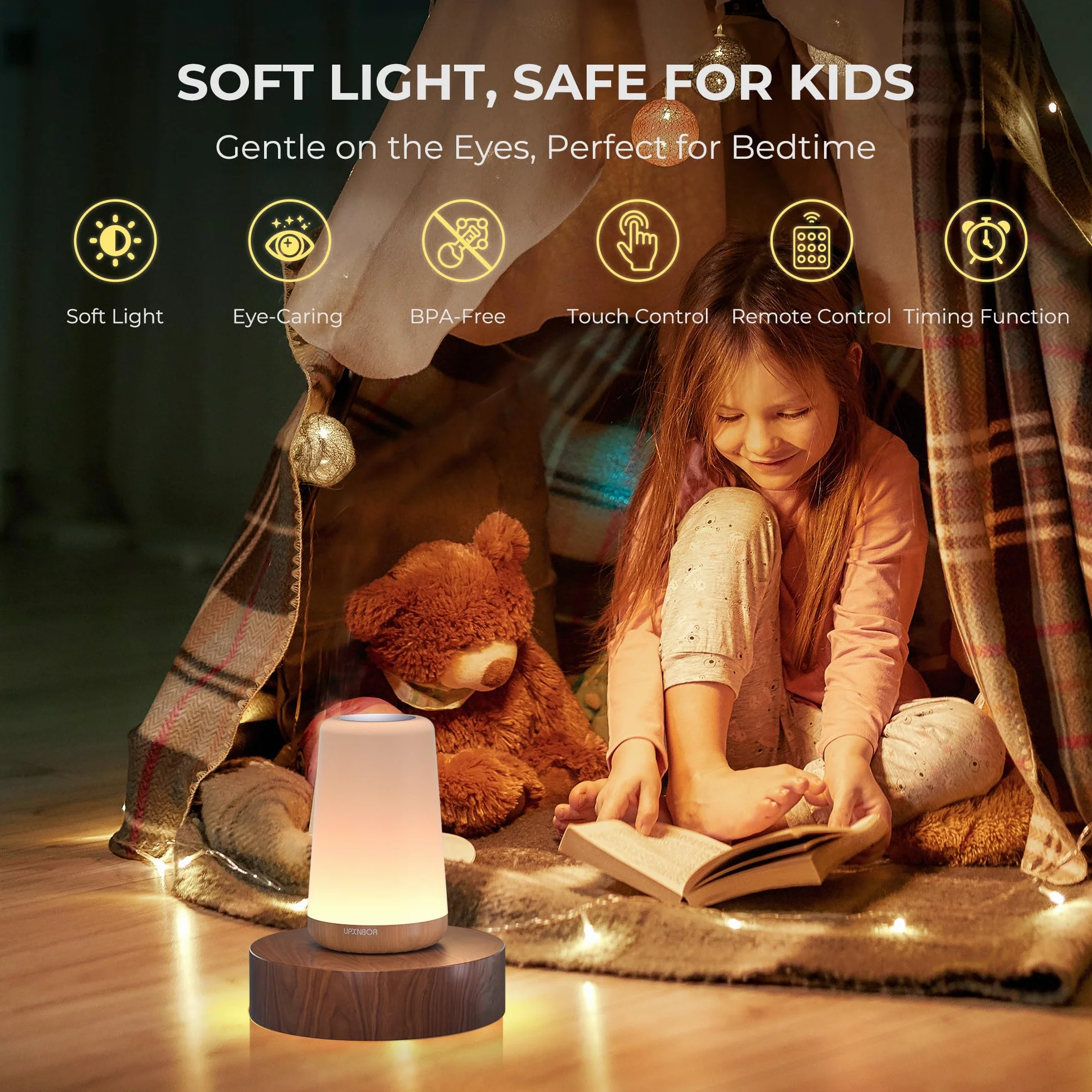 Lampada da comodino a LED con telecomando, dimmerabile con 13 colori RGB e 4 modalità, lampada da tavolo senza fili con timer e gancio, ricarica USB, luce notturna portatile per camera da