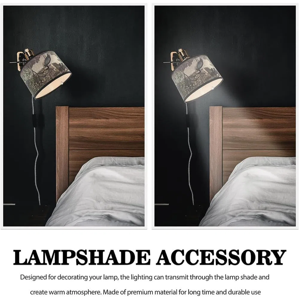 FANSU Paralume rotondo per lampada da tavolo, moderno, motivo animali e piante, facile da montare, per soggiorno, camera da letto, corridoio, sala lettura (zoo)