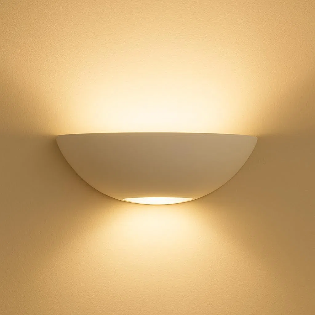 MAKA Applique Lampada da Parete in Gesso Luna Bianca, doppia luce attacco r7S max 50W(lampadina non inclusa),verniciabile per interni ideale per scale, soggiorno, cucina, ingresso