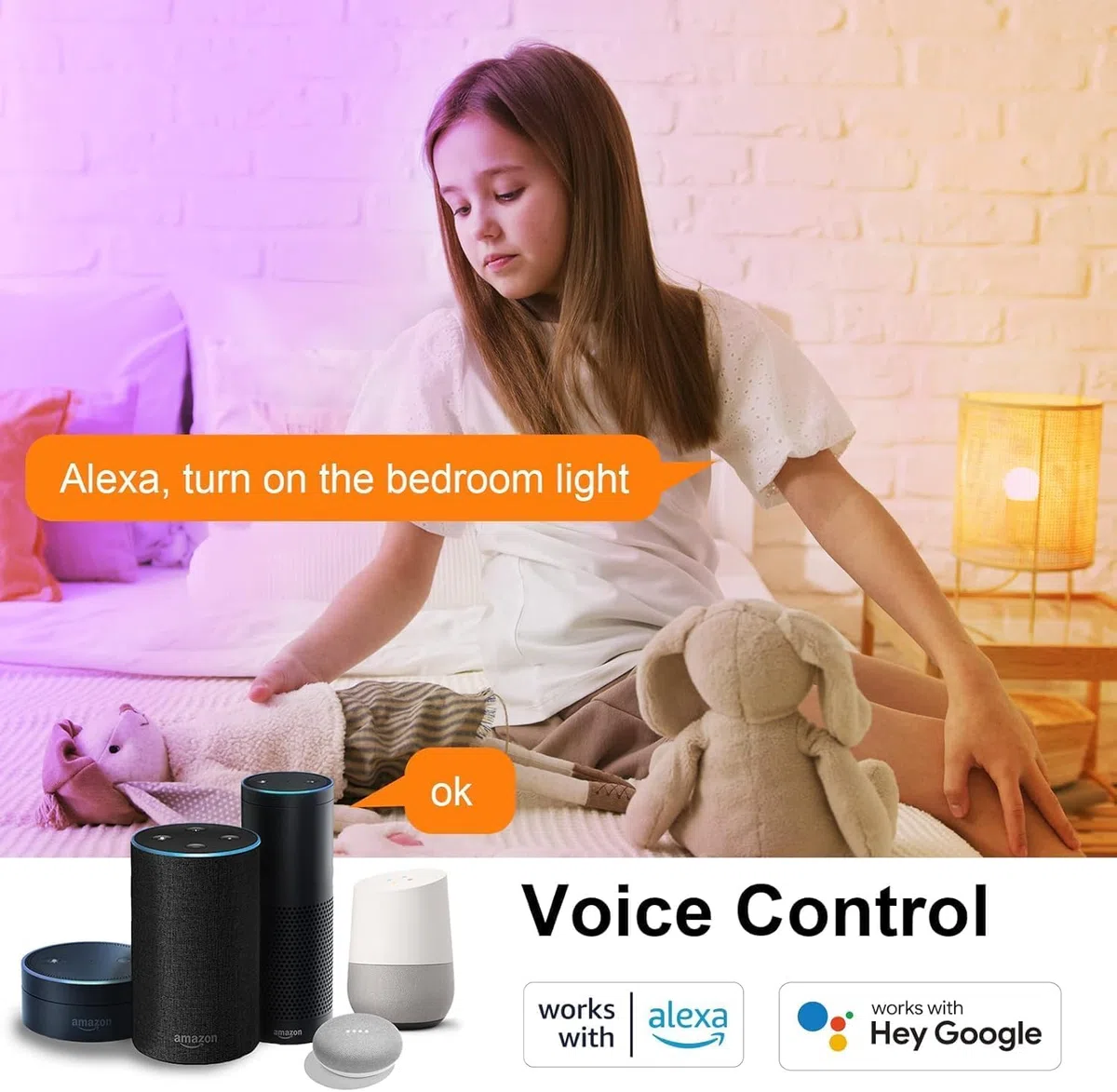 ANTELA Lampadine LED Alexa Inteligente WiFi E27 12W 1350LM, Dimmerabile Lampadina Smart, 94W equivalente, RGB & 2700K-6500K bianco freddo caldo, compatibile con Alexa/Google Home, 2 pezzi