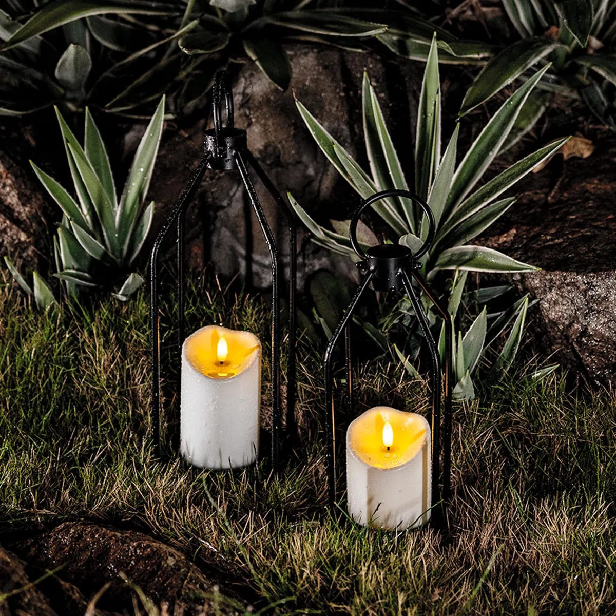 Homemory Candele senza fiamma tremolanti impermeabili, candele a LED alimentate a batteria esterna con timer a distanza, candele in plastica contraffatte elettriche, avorio, set da 3