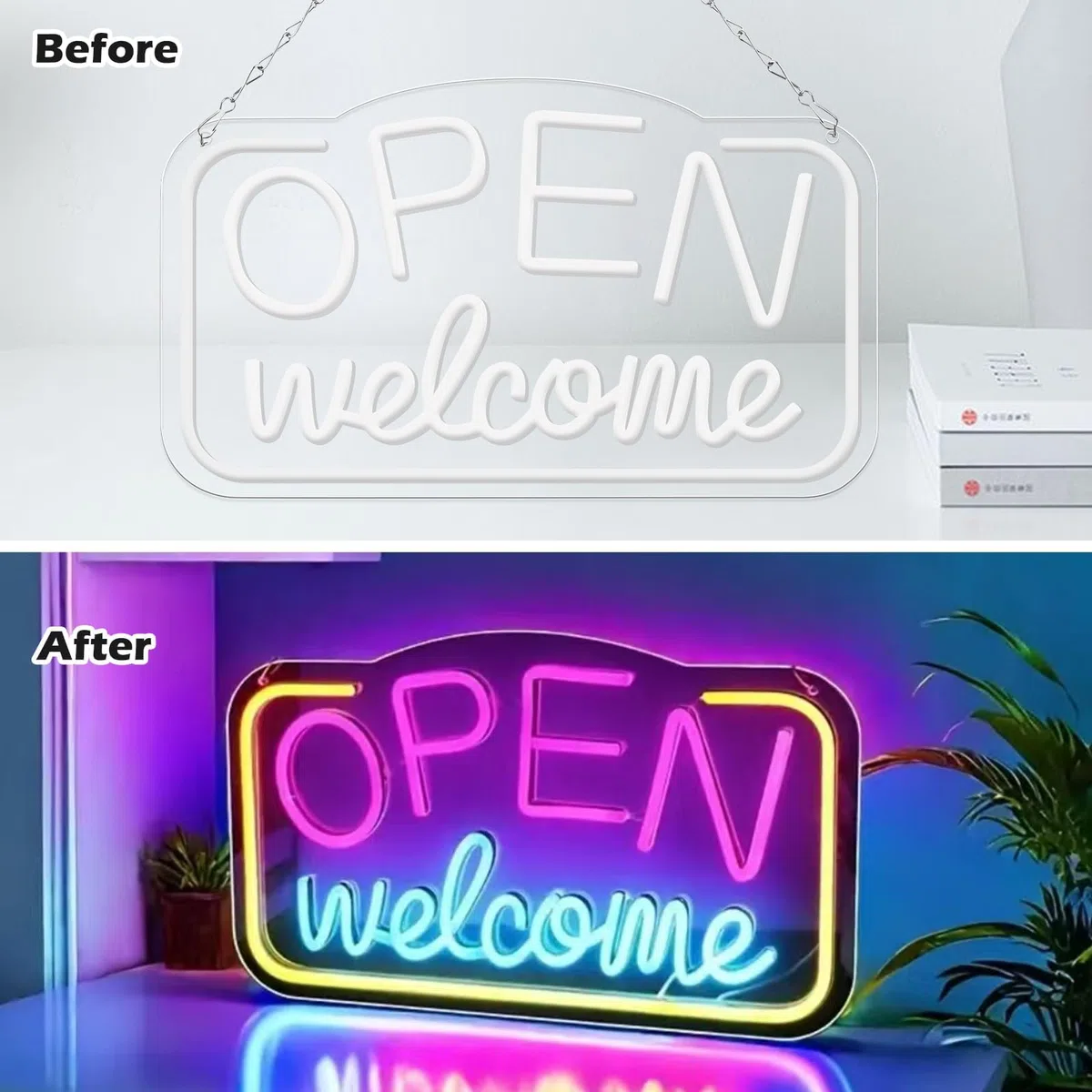 Open Insegna Al Neon Di Benvenuto, Insegna Al Neon Aperta 43 X 23 Cm, Cartello A Led Open Neon Alimentata Tramite Usb, Pannello Luminoso Al Neon Per Bar, Gaming, Camera Da Letto, Decorazione Verticale