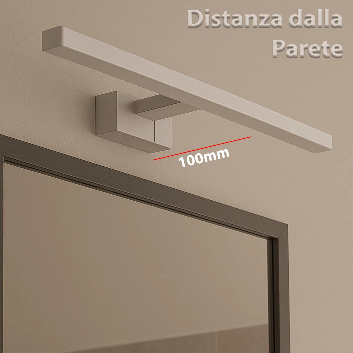 MAKA Luce Specchio Bagno LED 12W 840 Lumen, Lampada Bagno Specchio 4000K, Applique Specchio Bagno 60 cm Bianco/Nero IP20, Illuminazione Bagno per Make-Up e Rasatura (Nero, 4000K)