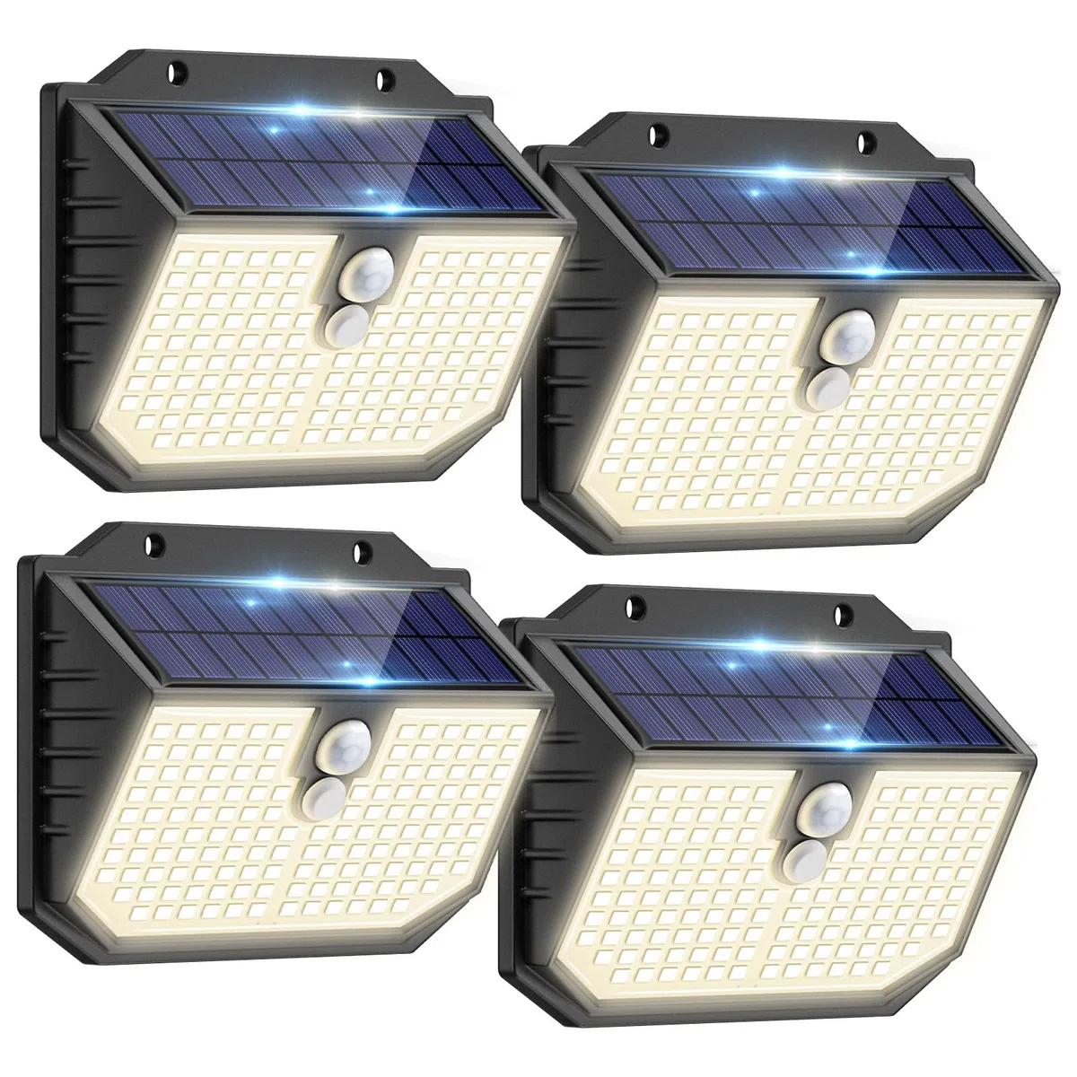 nifipy Luce Solare LED Esterno, Faretto LED da Esterno Solare, 138 LED Lampada Solare da Esterno con Sensore di Movimento, 3 Modos IP65 Impermeabile Luci Solari da Giardino, per Parete Garage 4 Pezzi