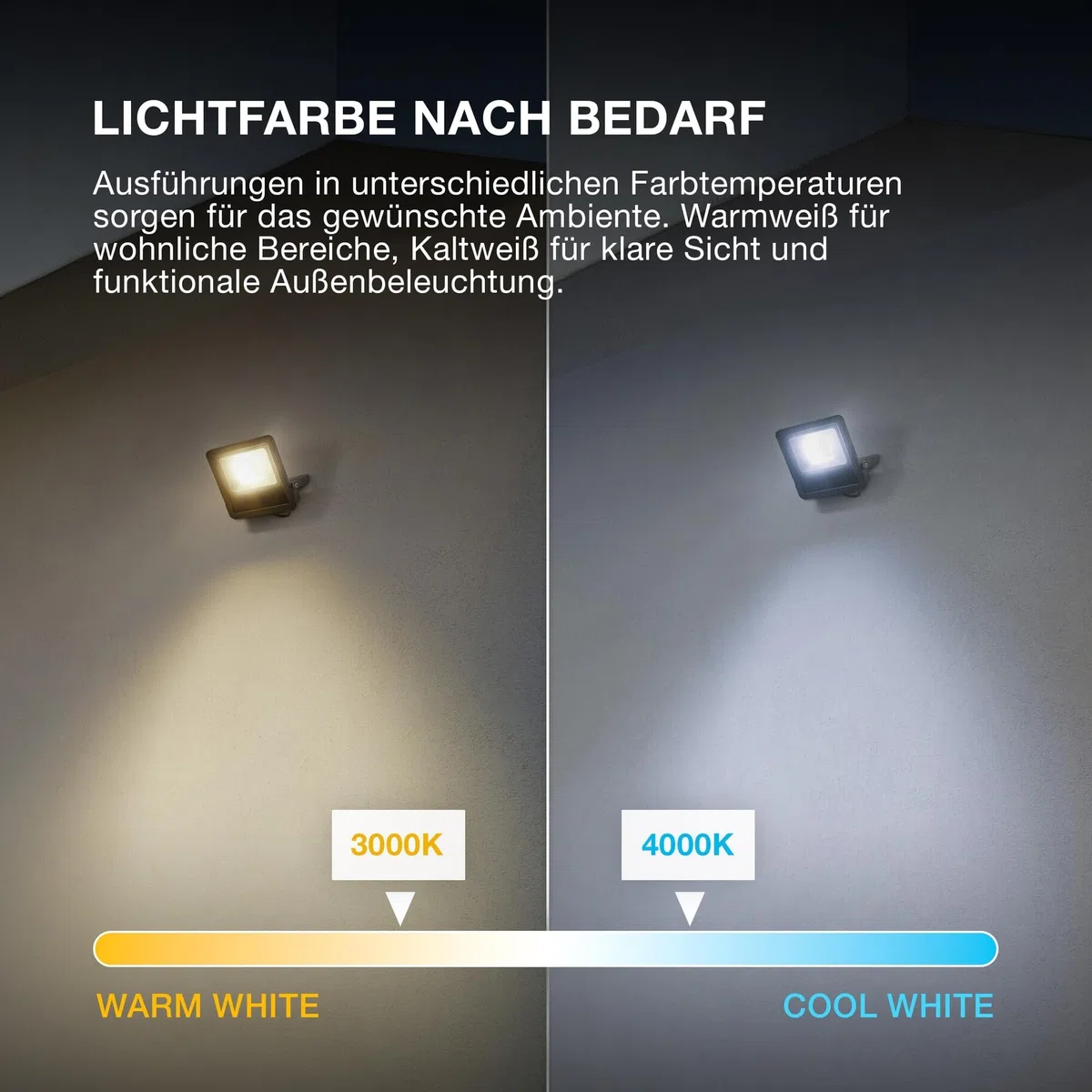 OSRAM Proiettore LED ENDURA FLOOD PC 50W, bianco freddo 4000K, 5000 lumen, proiettore IP65 per grandi aree, alluminio riciclato, efficienza 100 lm/W