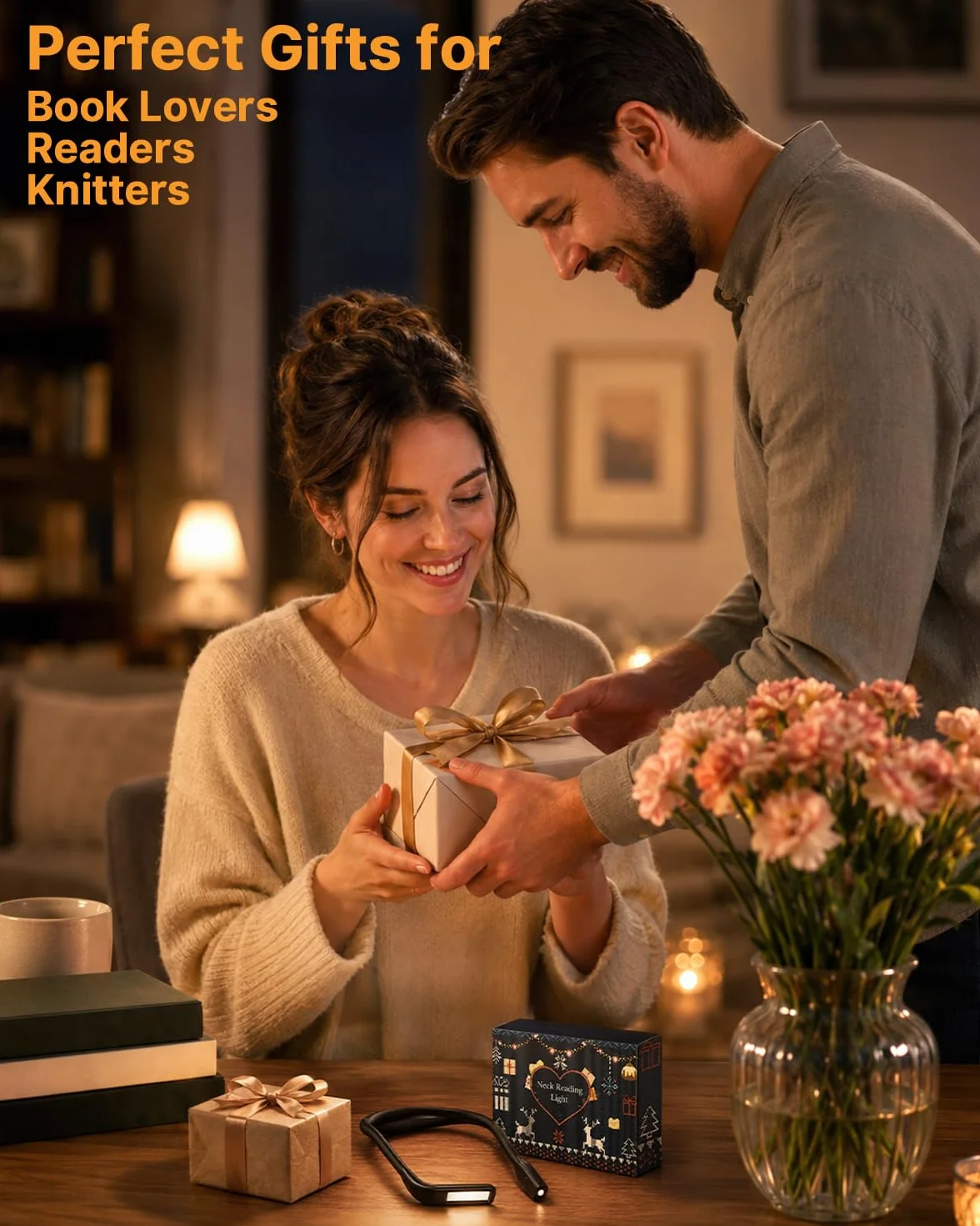 Luce per Lettura Libri a Letto - Luce da Lettura 3 Colori Ricaricabile Lampada da Lettura Letto, Flessibile Luce da Collo per Libro, Studio, Lavoro a Maglia, Viaggi, Idee Regalo per Lettori Donna Uomo