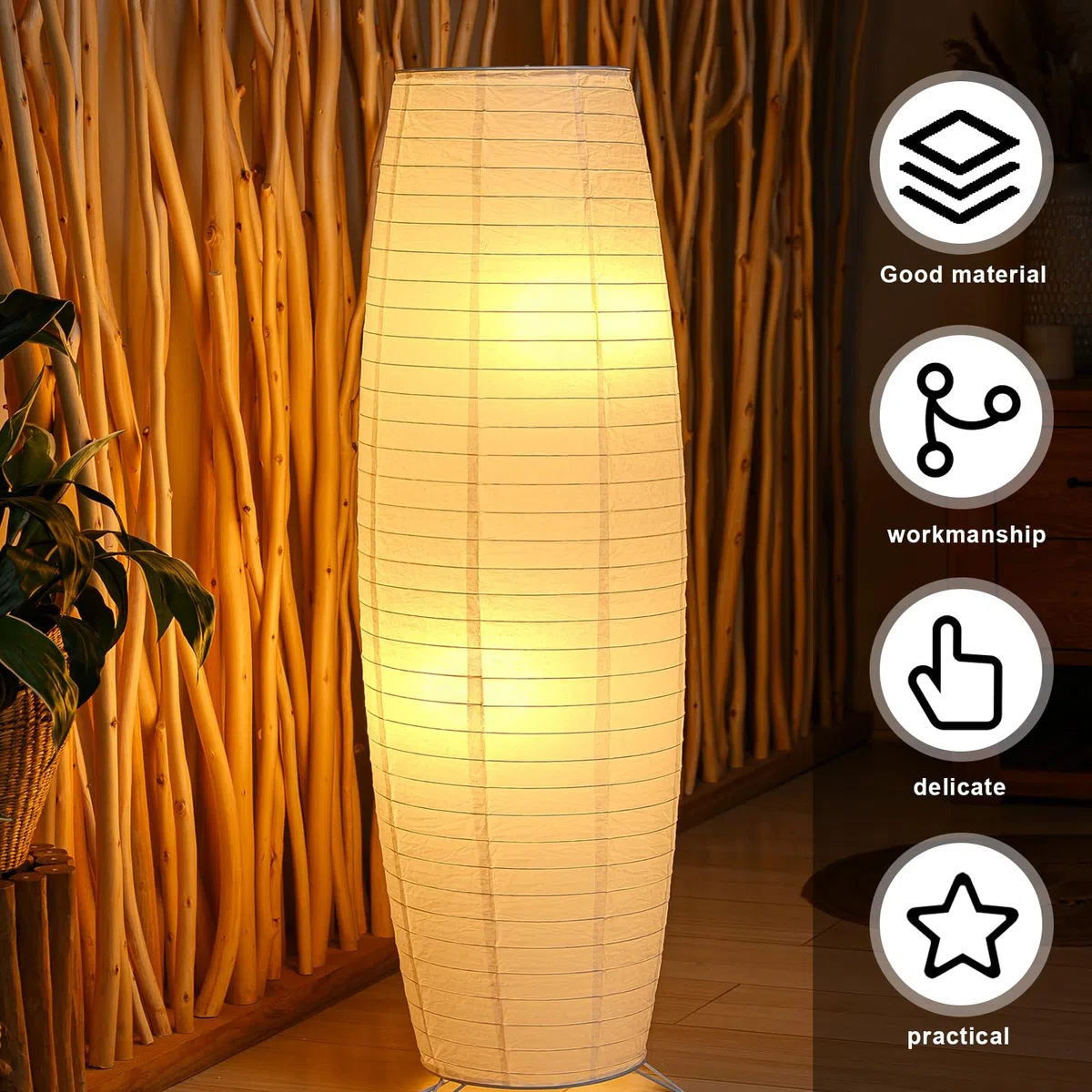Paralume da terra da 110 cm in carta: lampade da terra in stile nordico, copertura per luce, paralume in carta, paralume da terra, sostitutivo per soggiorno, camera da letto