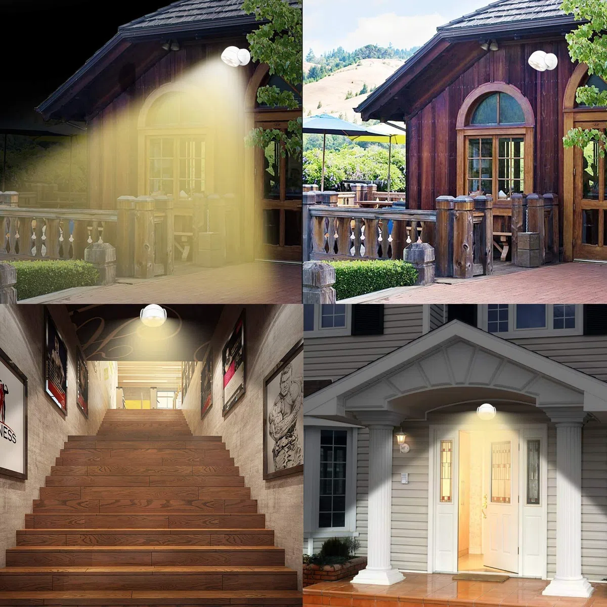 HONWELL Senza Fili Faro a Batteria Esterno, Faretto Led da Esterno con Sensore di Movimento,Impermeabile a Luce LED Faretto di Sicurezza per Giardino,Corridoio, Patio -Bianca
