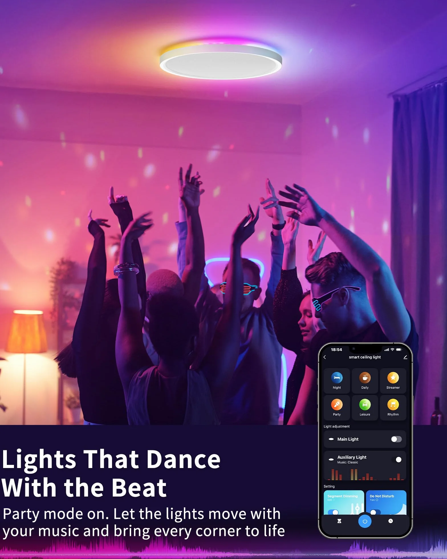 Plafoniera LED Smart Dimmerabile 24W con Telecomando e Controllo WiFi – Lampada da Soffitto Ultra Sottile con Retroilluminazione RGB, Alexa e Google Assistant, per Soggiorno e Camera