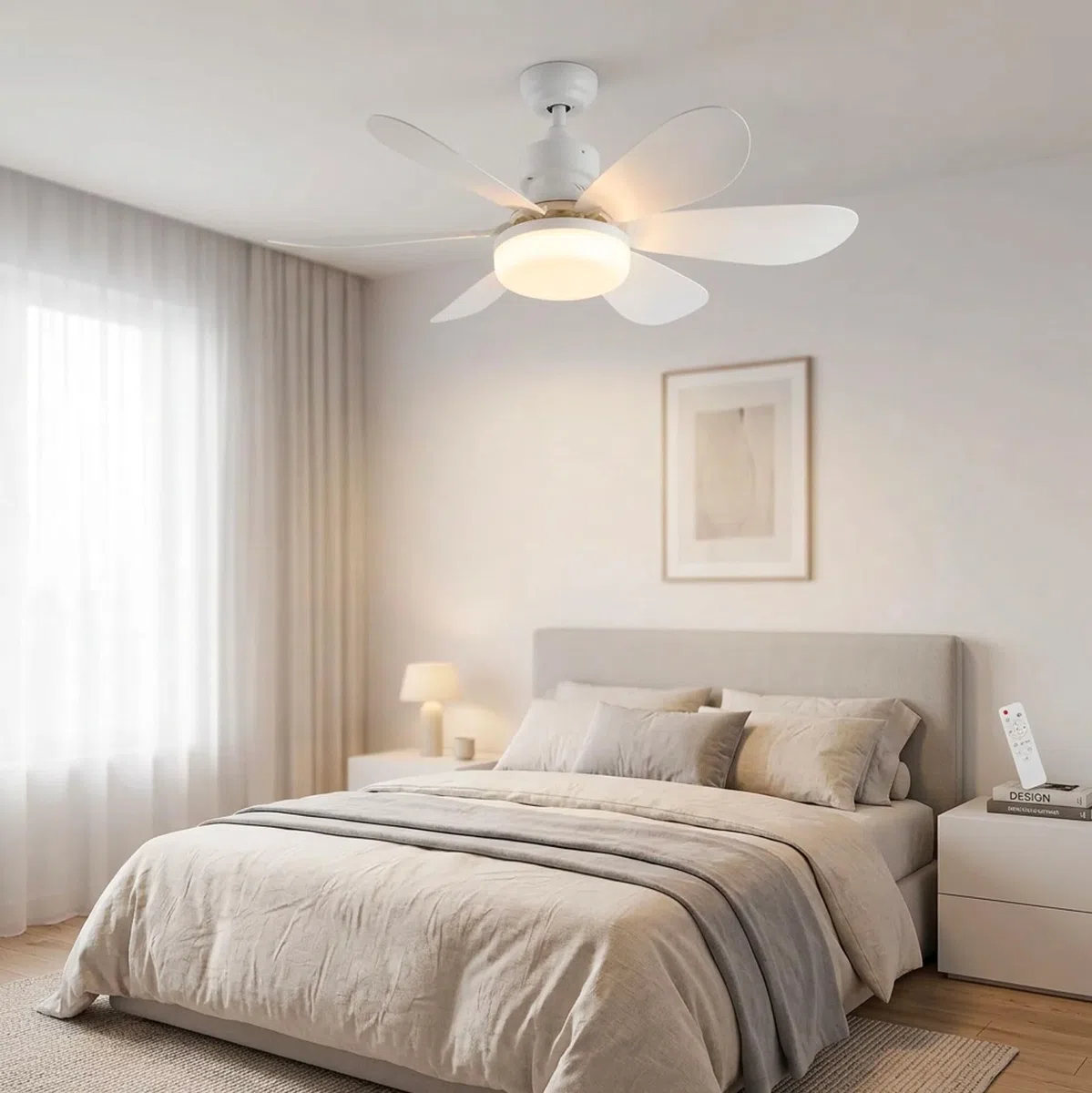 Ventilatore da Soffitto con Luce LED E27 e Telecomando, Ventilatore Lampadario 42 cm con 3 Velocità e 3 Colori di Luce, Ventilatore da Soffitto Silenzioso con Attacco E27 Universale per Camera, Cucina