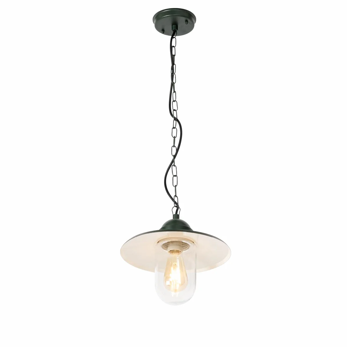 Qazqa kansas - Lampada a sospensione Moderno - 1 luce - Ø 29.4 cm - Verde - Moderno - Illuminazione esterna