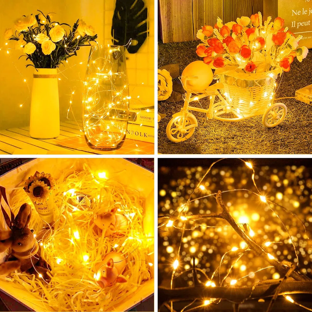 btfarm 30 Pezzi Lucine Led Decorative a Batteria, 2M 20LED Luci Led a Batteria, IP65 Impermeabile Mini DIY Stringa Luci Catena Luminos per Interni Natale Matrimoni - Bianco Caldo