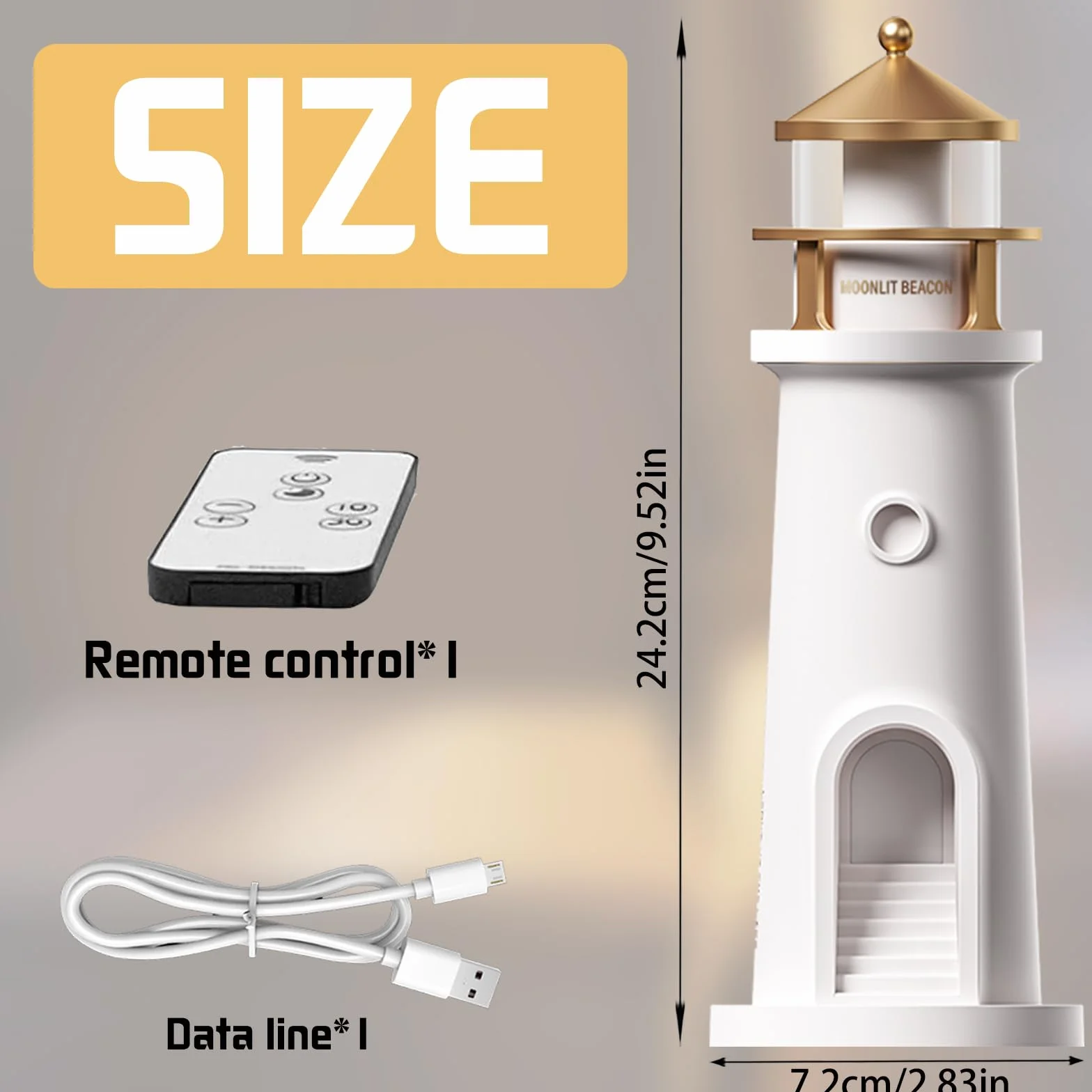 YOUYIKE Luce di Proiezione Lunare, Lampada da tavolo a forma di faro, proiettore di luce notturna, faro con proiezione lunare, Luce Notturna a LED, per Camera da Letto