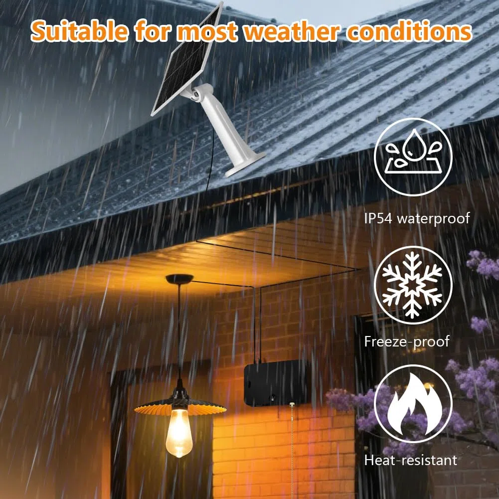 HOTUT Lampada solare da esterno ed Interno, Lampadario Solare con Telecomando e Timer, IP54 Impermeabile Lampada Solare con Sensore per Giardino, Agriturismo, Garage, Balcone, Dimmerabile