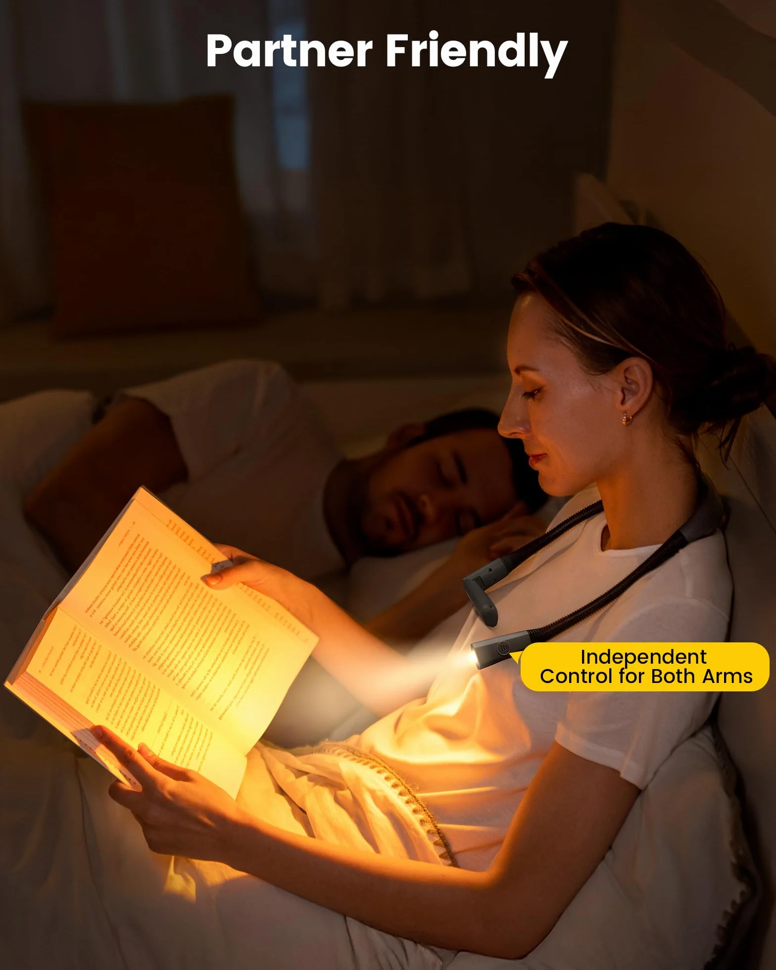 Glocusent Collo Lampada da Lettura Ricaricabile, LED Luce del Libro con 5 Colori e Regolabile, Luce Lampada da Lettura per Libro Perfetta per E-Reader, Studio, Letto, Viaggi, Lavoro a Maglia